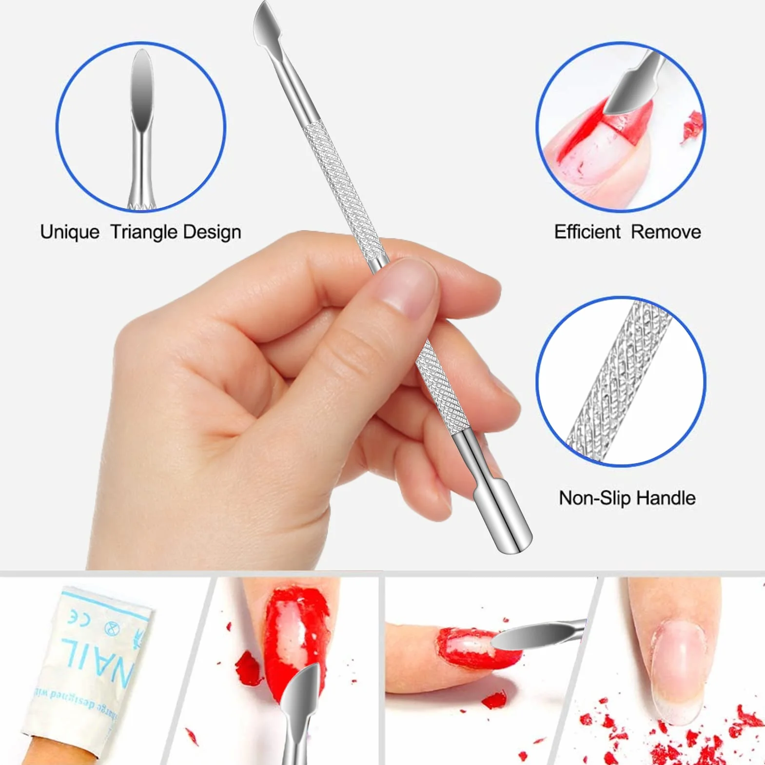 SUSSURRO 3 Pièces Trousse Entretien Cuticules Acier Inoxydable Pince Coupante Poussoir Lime Manucure Pédicure