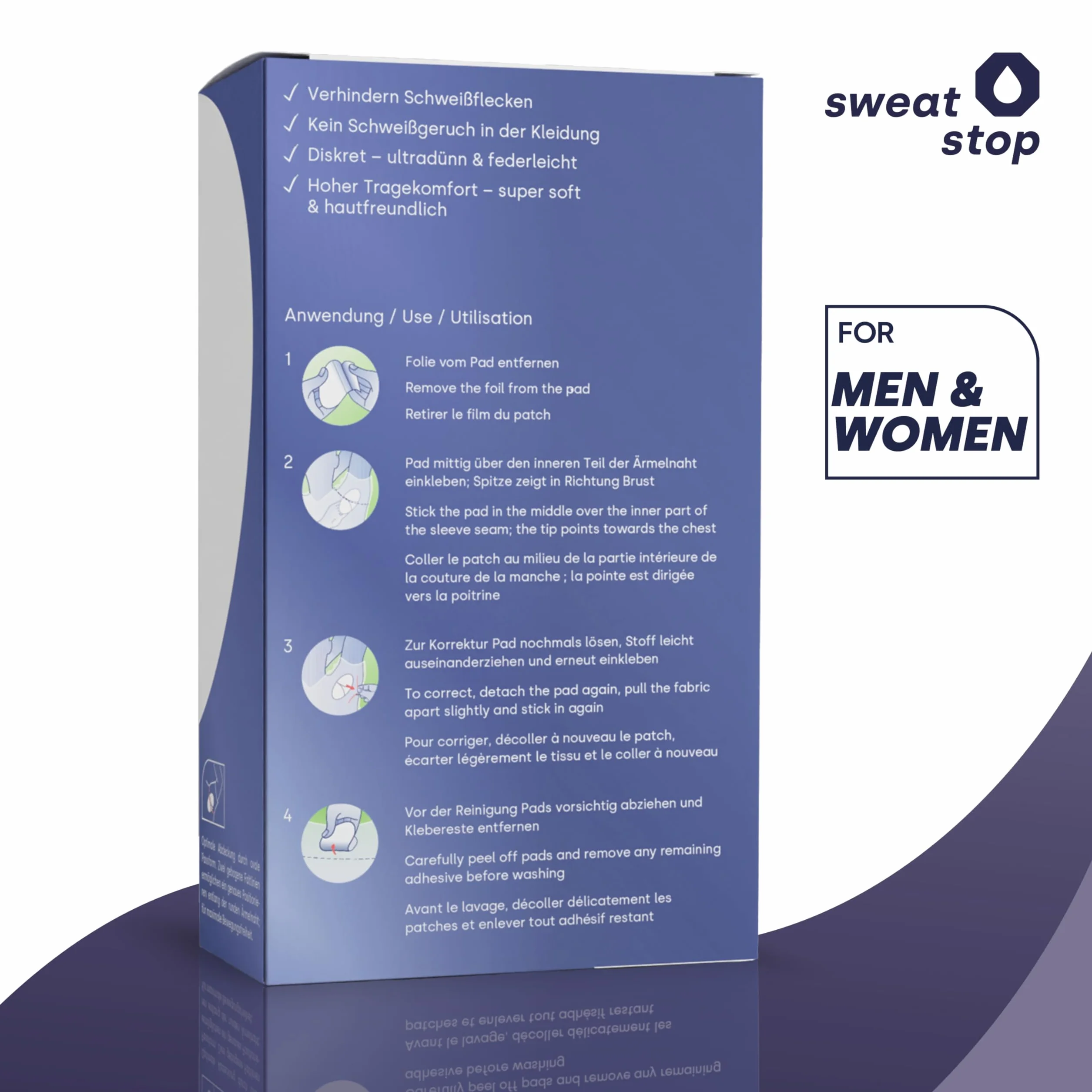 SweatStop patches anti auréoles pour les aisselles contre les taches de sueur | auto-adhésifs, absorbants et discrets - Sécurité 24h