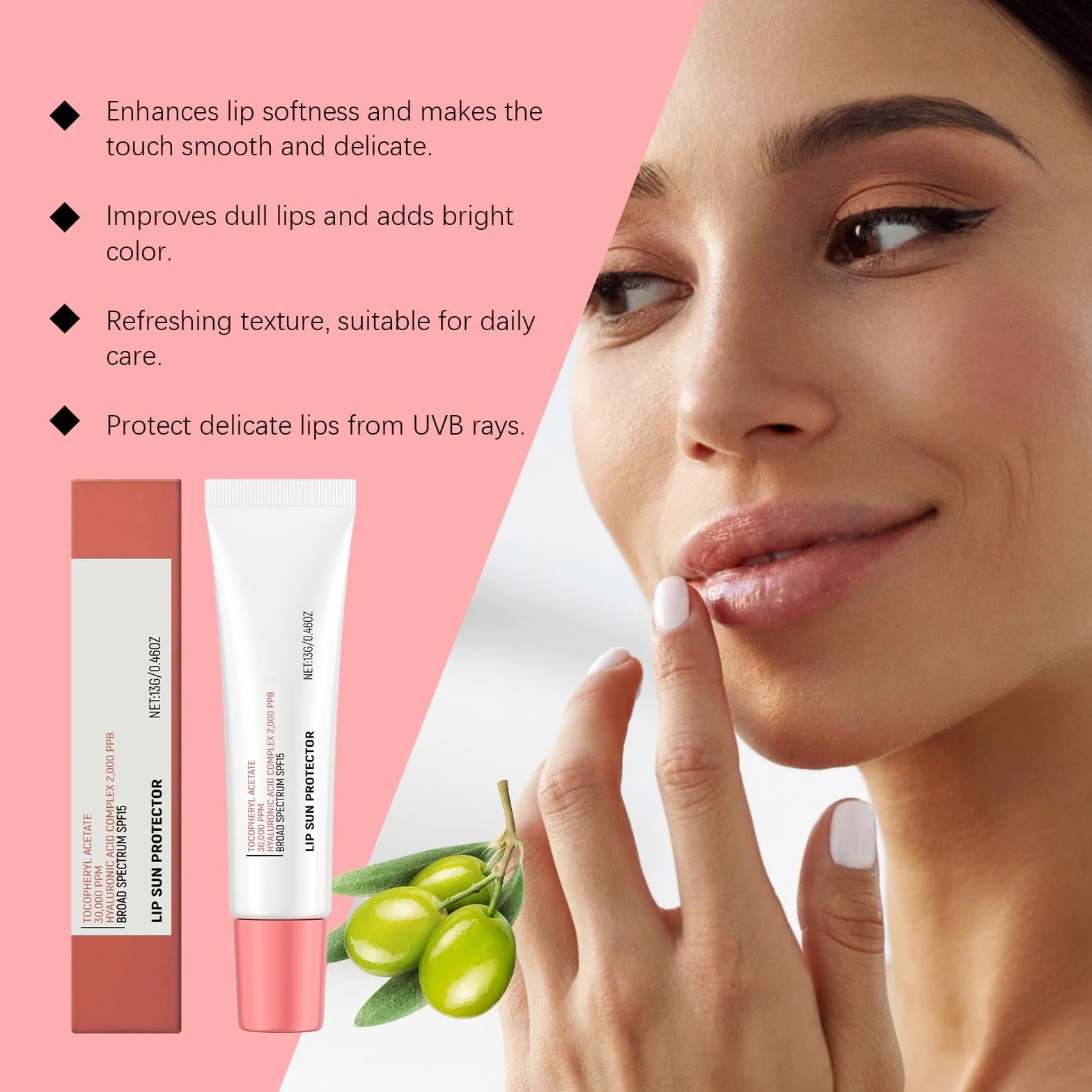 Tinted Glow SPF 15 Sunscreen Lip Balm with Hyaluronic Acid and Vitamin E for Dry Sensitive Lips
