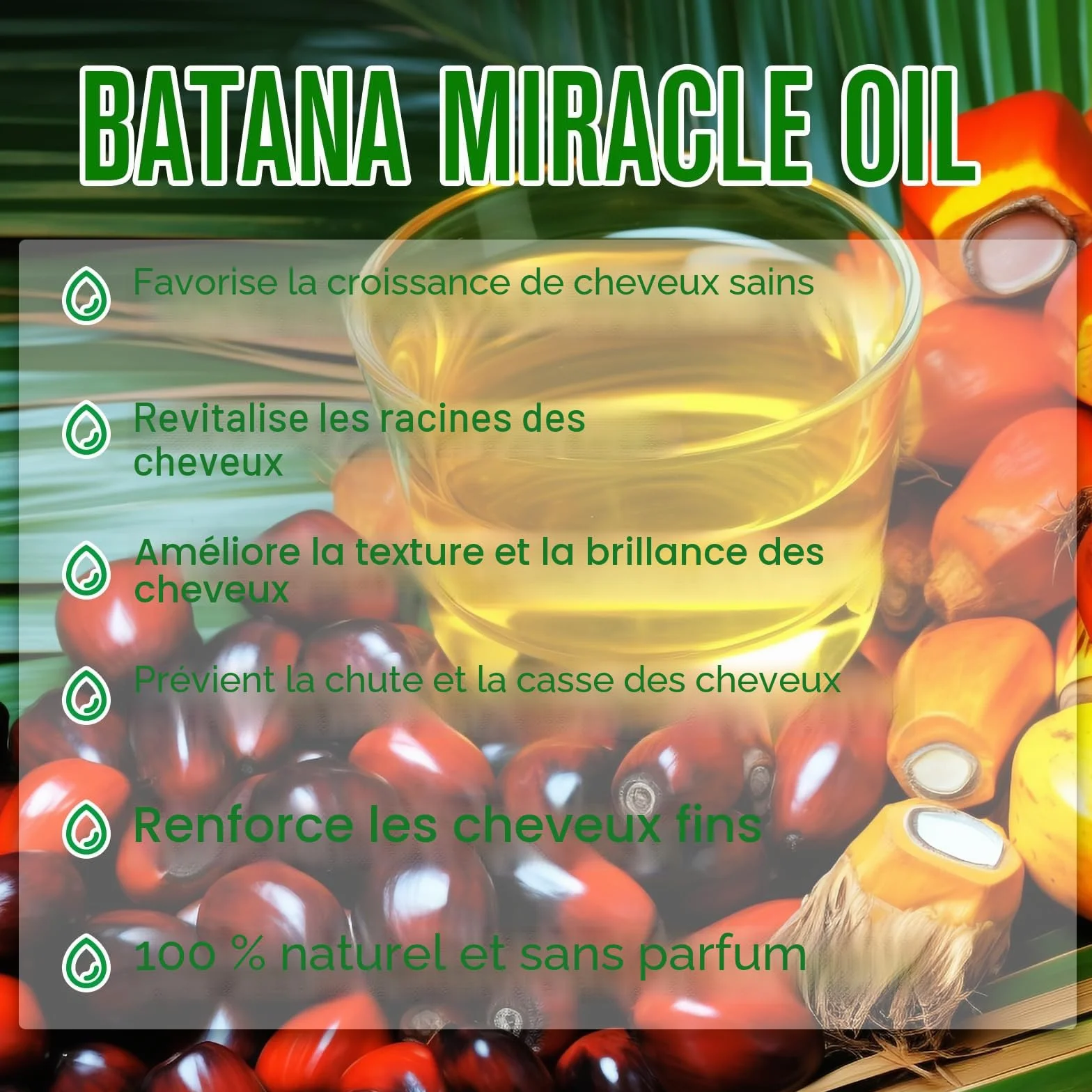 Huile Batana Bio 100% Naturelle et Pure pour la Croissance des Cheveux et Brillance