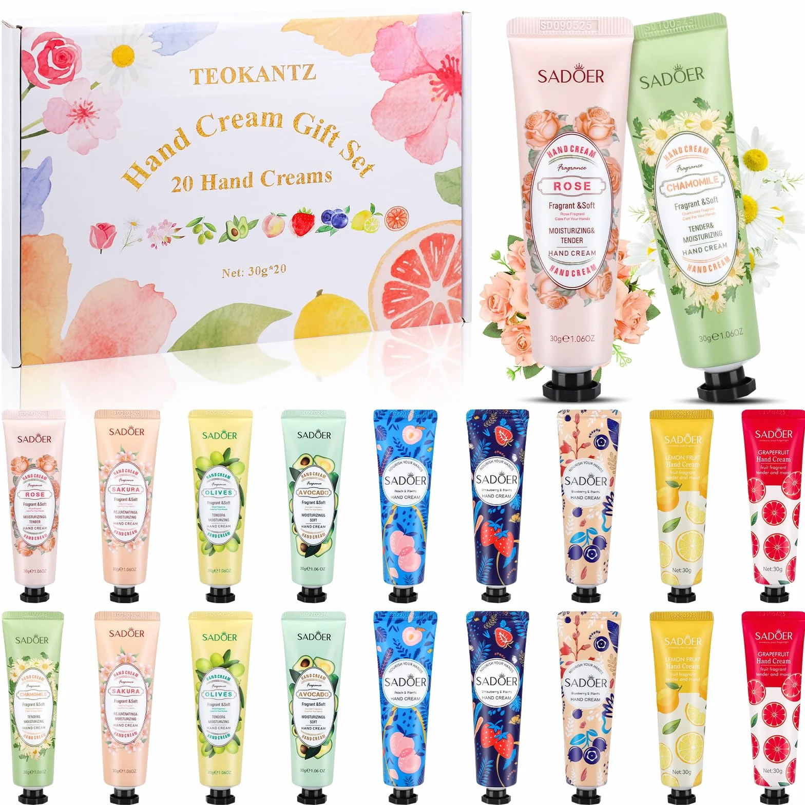 Coffret Crème Mains 20 Pièces 30g Mini Crèmes Mains 10 Parfums Cadeau Femme