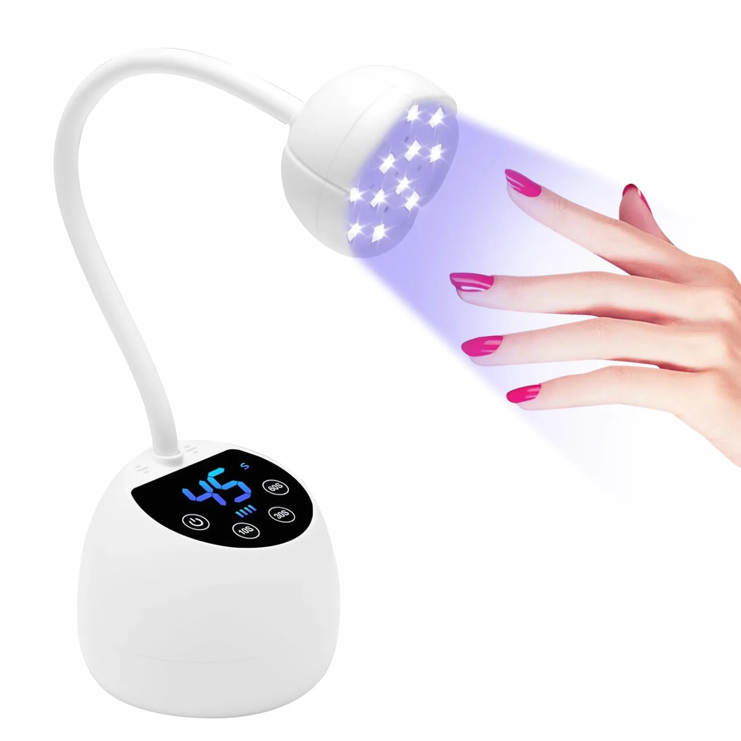 Mini Lampe UV Ongles, Écran LCD, Capteur Intelligent Automatique, Lampe UV LED 36w Pour Ongles en Gel, 12pcs Perles Led Avec Double Source de LumièRe, à Utiliser à la Maison et en Salon (Blanc)