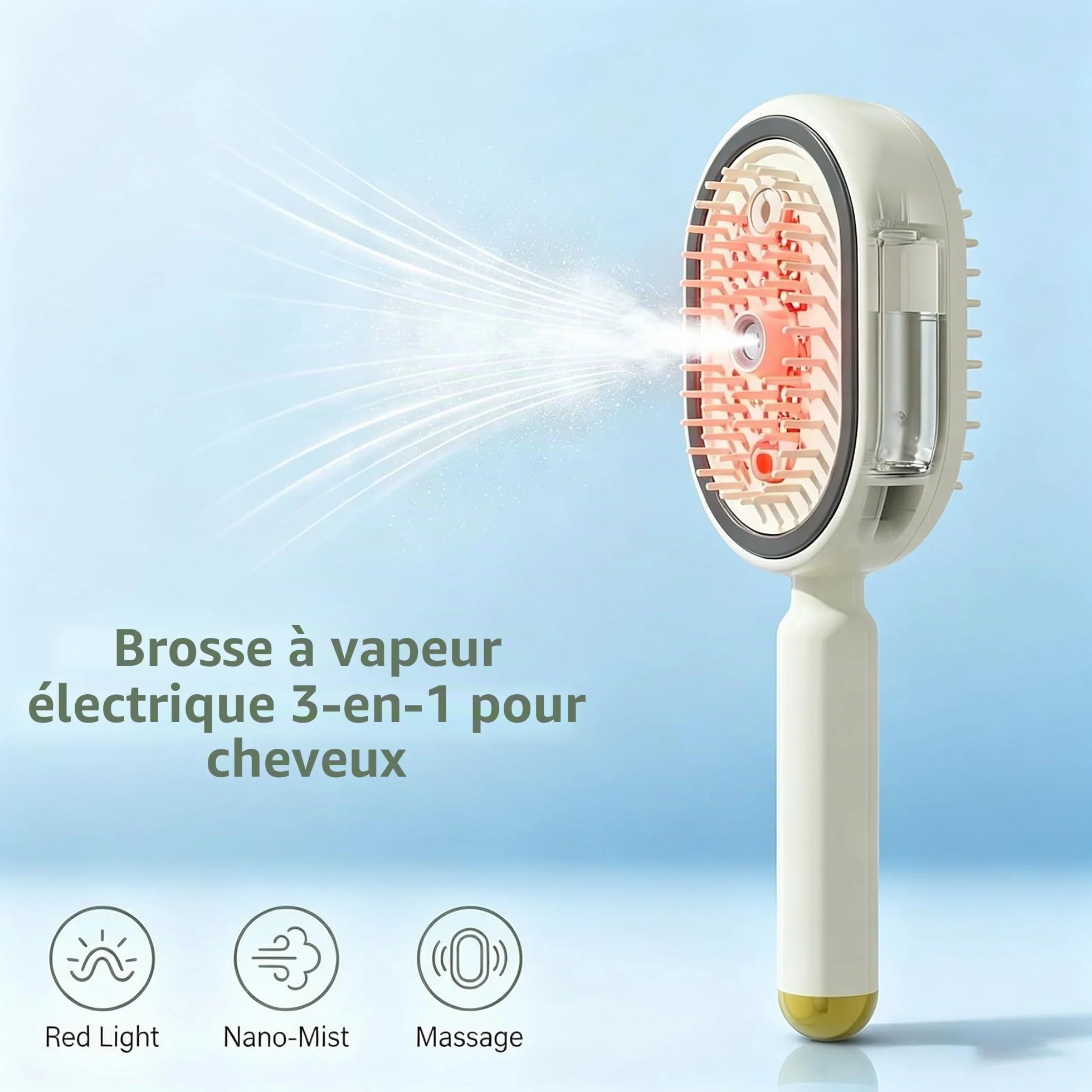 Brosse à vapeur électrique 3 en 1 fer à lisser rechargeable sans fil avec spray et peigne démêlant antistatique
