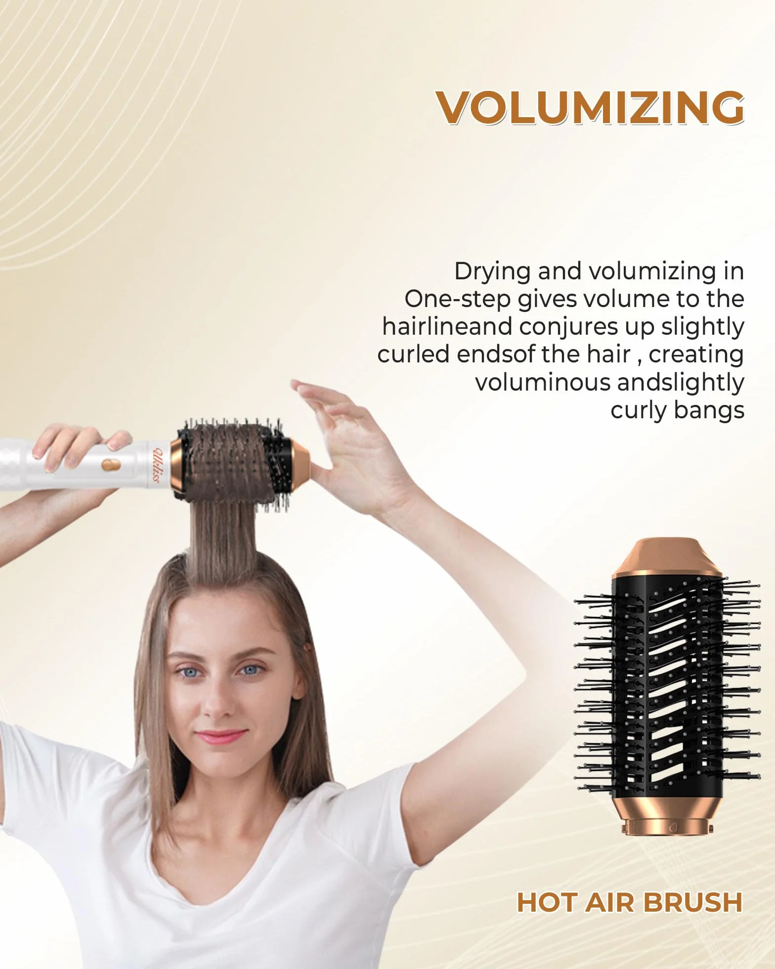 UKLISS Brosse Chauffante Brushing 6 en 1 Hairstyler 1000W Sèche-Cheveux avec Boucleur à Air Blanc Pro