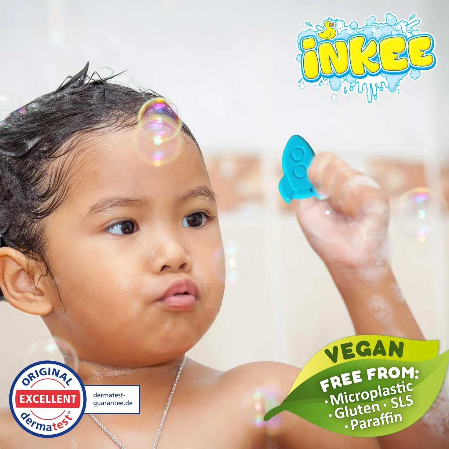 INKEE Bath Fizzer Mix 4x Boules de bain pétillantes à l'huile d'amande douce, Bombe de bain enfant 4x 20g