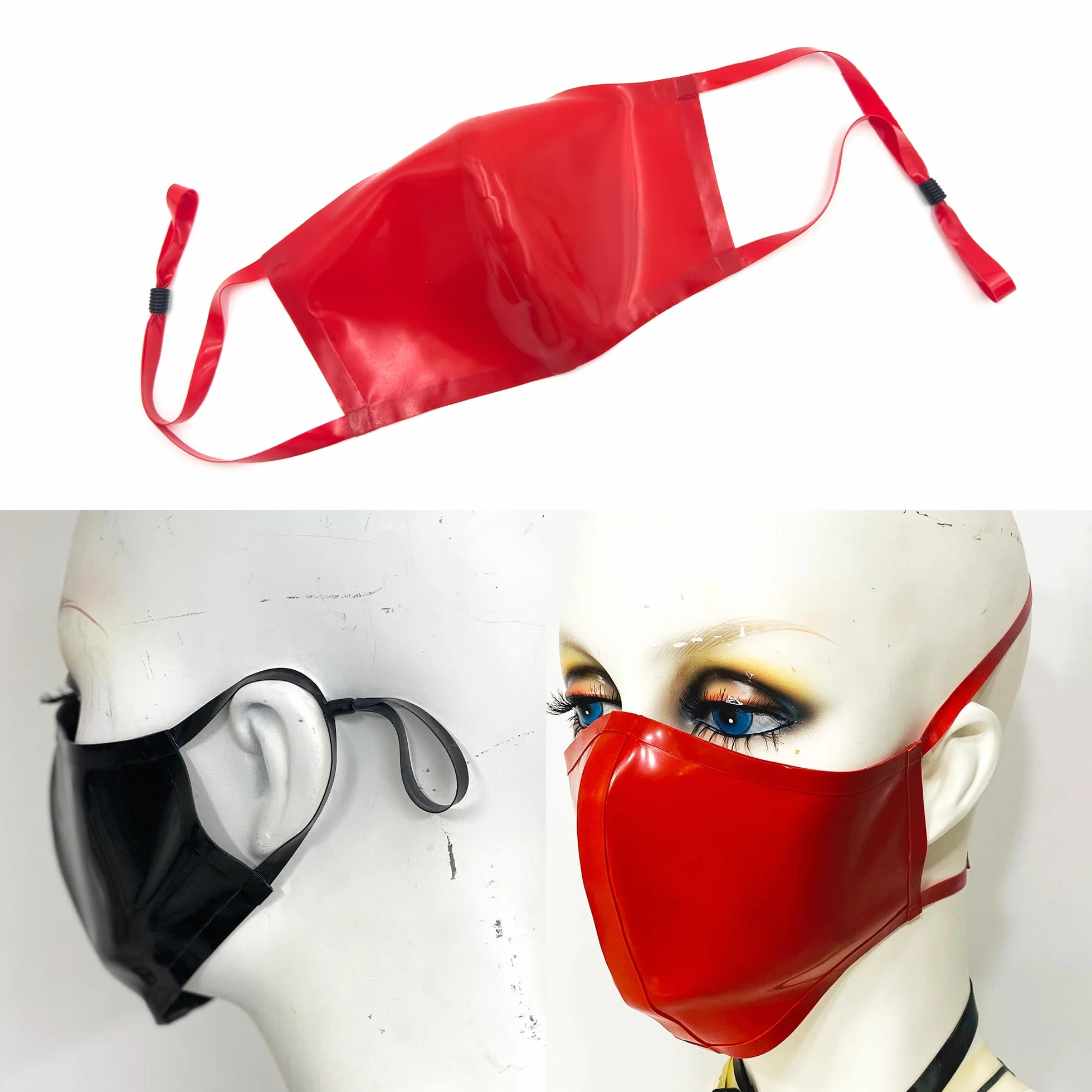 Masque facial réglable en latex noir lavable 1 pièce