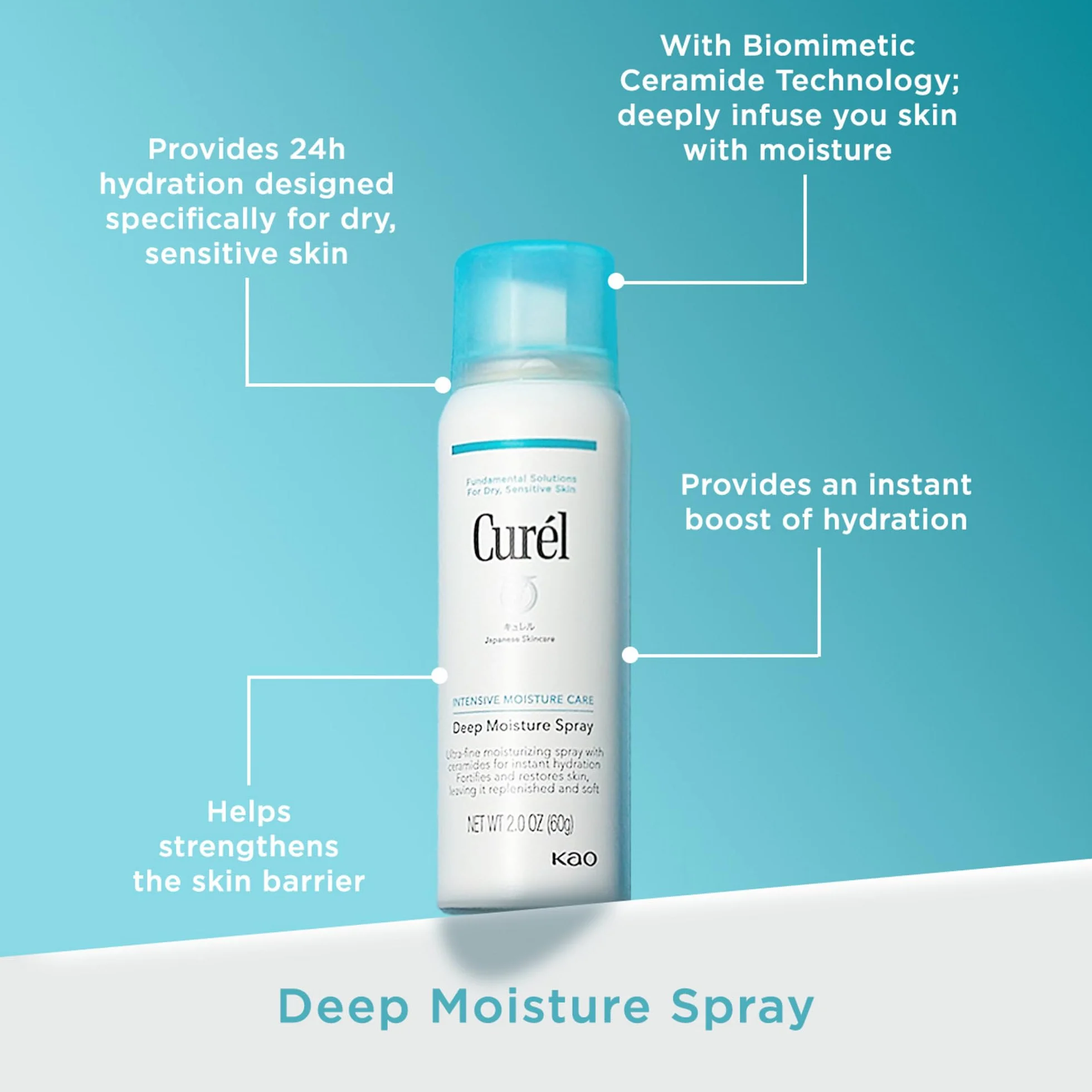 Curel Curél Spray Hydratant Profond Mini 60 g pour peaux sèches et sensibles