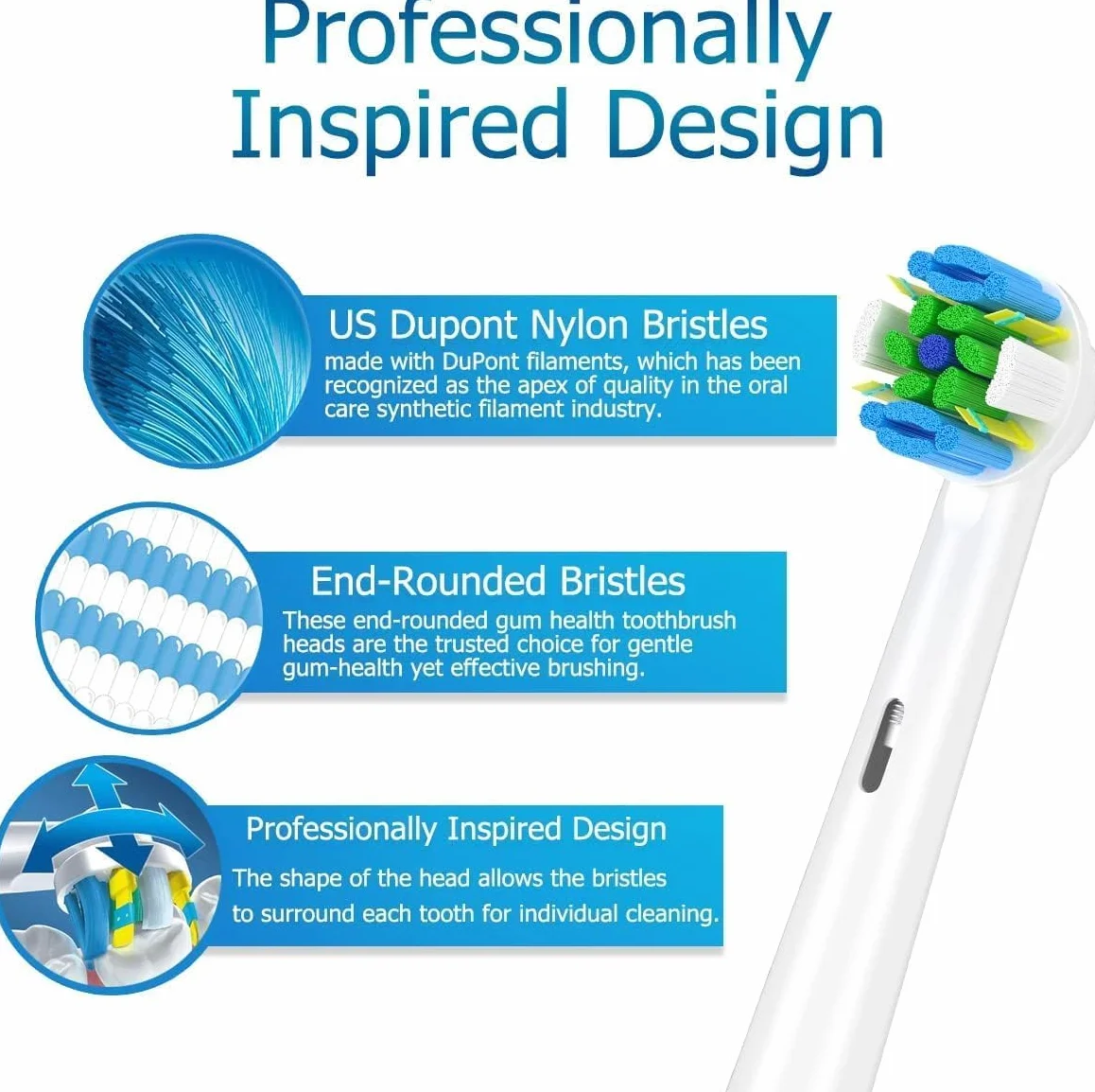 Brossette Compatible Braun Oral-b Têtes de Rechange Brosse à Dents Electrique Precision Floss Cross Sensitive 16 Pièces