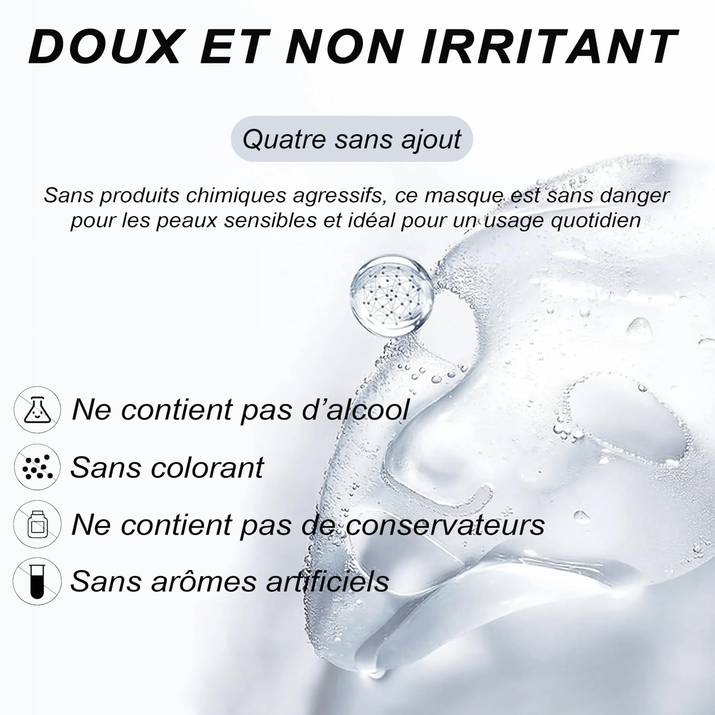 Masque visage en collagène 8 paquets, hydrogel hydratation apaisement soins peau