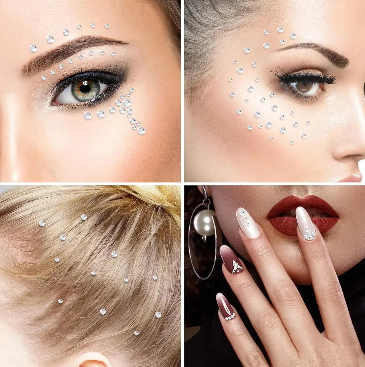 Strass Autocollant Visage Adhésif Rond Festival Maquillage Yeux Ongles Corps DIY Décoration Carnaval