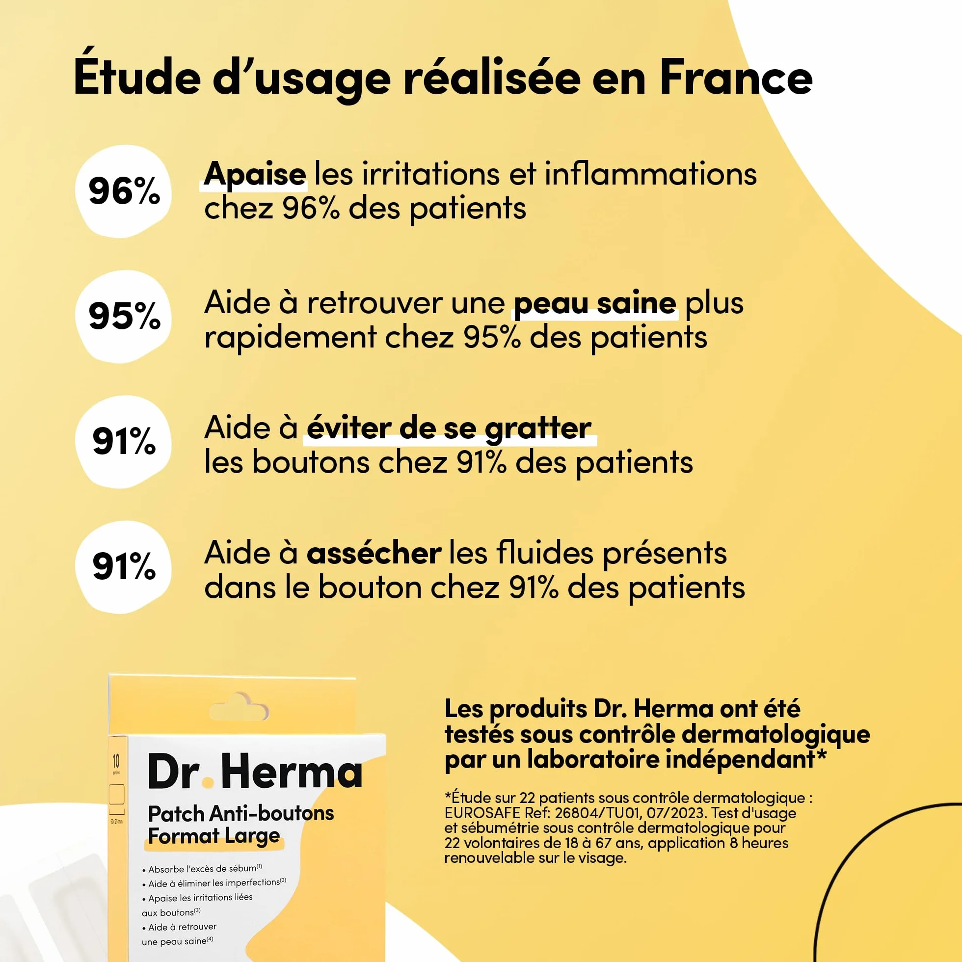 Dr. Herma Patch Anti Bouton XL Acide Salicylique Hydrocolloïdes Huile d'Arbre à Thé 10 patchs