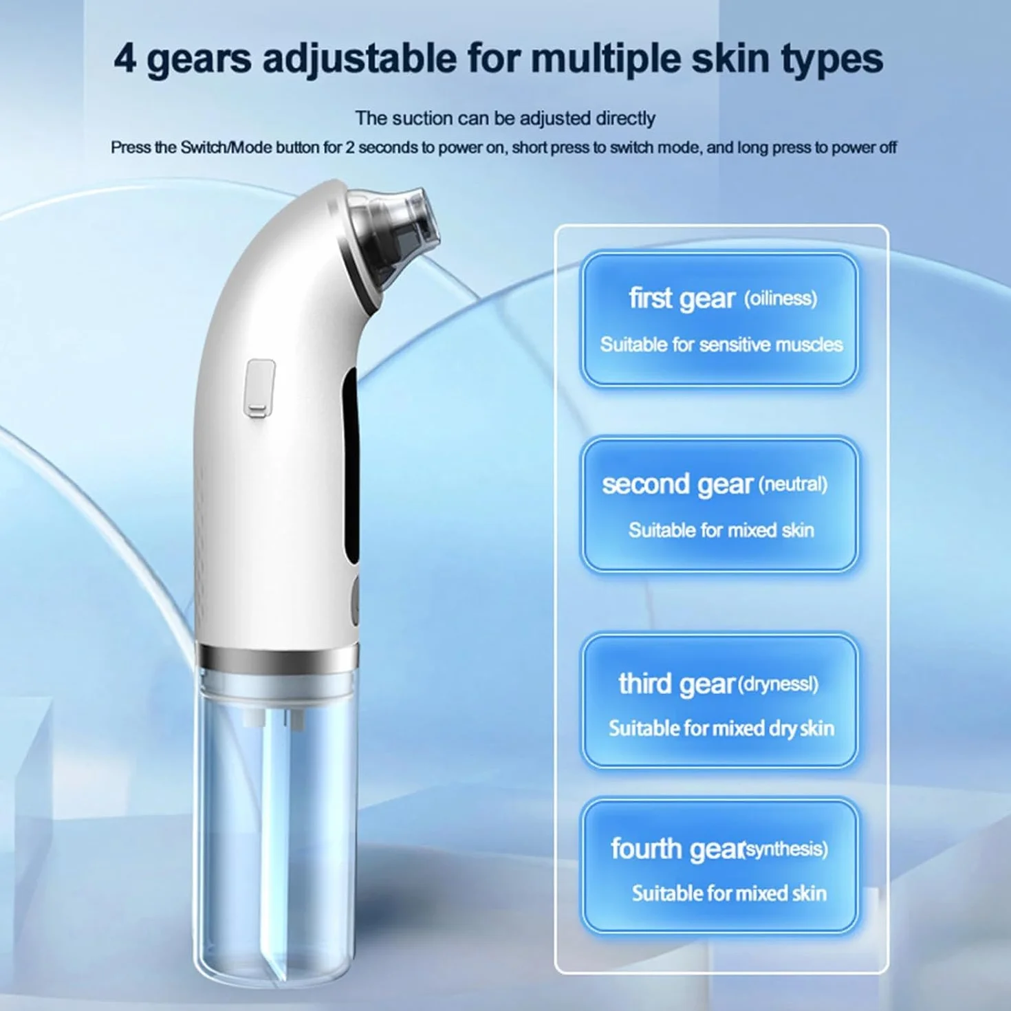 Aspirateur Points Noirs, Extracteur Points Noirs Visage, 4 Modes, 6 Sondes, 75 kPa Super puissance, Tire Comedon Points Noirs Anti Point Noir Nez Nettoyage des Pore Peau Soin Visage Blackhead Removal