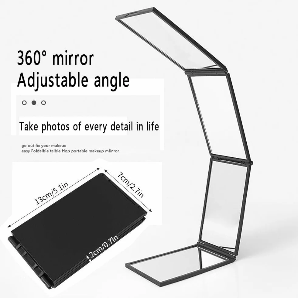 Miroir de Maquillage Pliable à 360 degrés, Miroir à Quatre Voies Portable pour Coiffage et Beauté