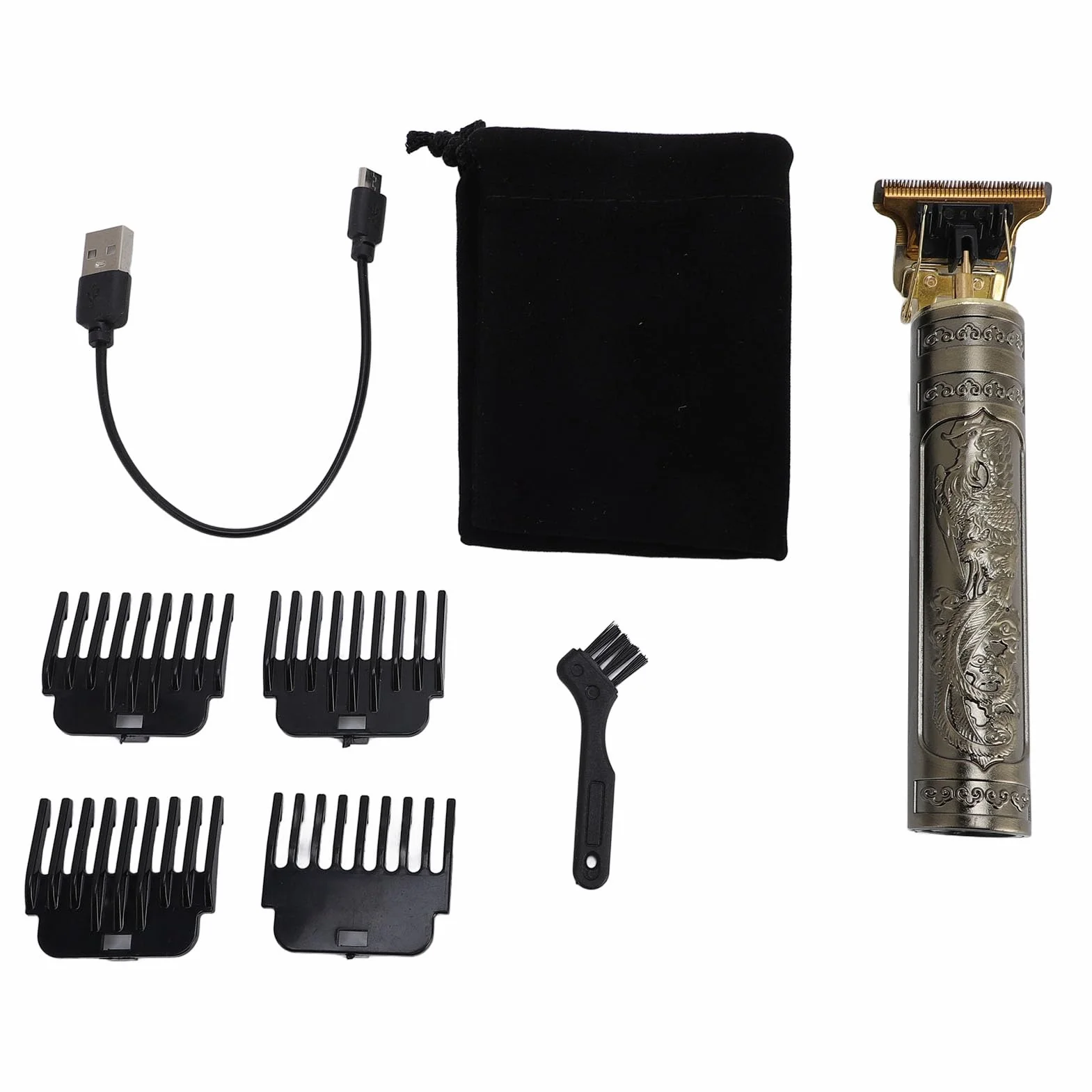 Tondeuse à Cheveux Professionnelle Hommes Rasoir Électrique T Dragon Batterie Intégrée Kit Toilettage sans Fil Barbier Or