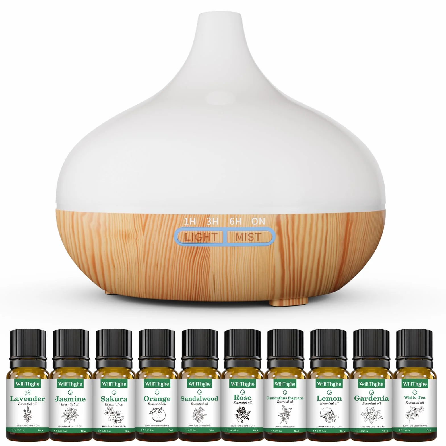 Diffuseur d'Huiles Essentielles 500 ML Télécommande 14 Couleurs LED 4 Réglages de Minuterie