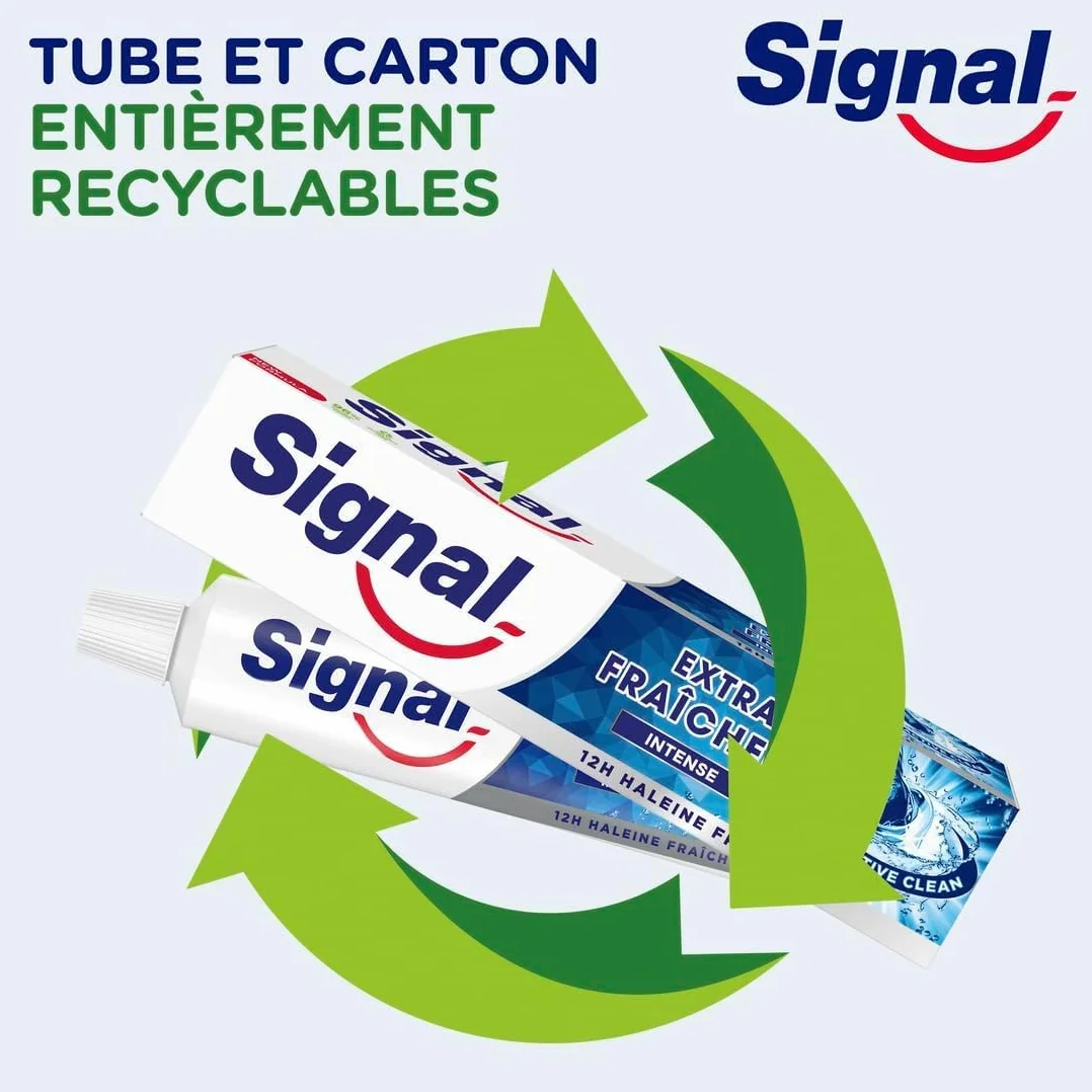 SIGNAL Dentifrice Extra Fraicheur Intense 12h Haleine Fraiche 96% Ingrédients Naturels Lot de 6x75ml