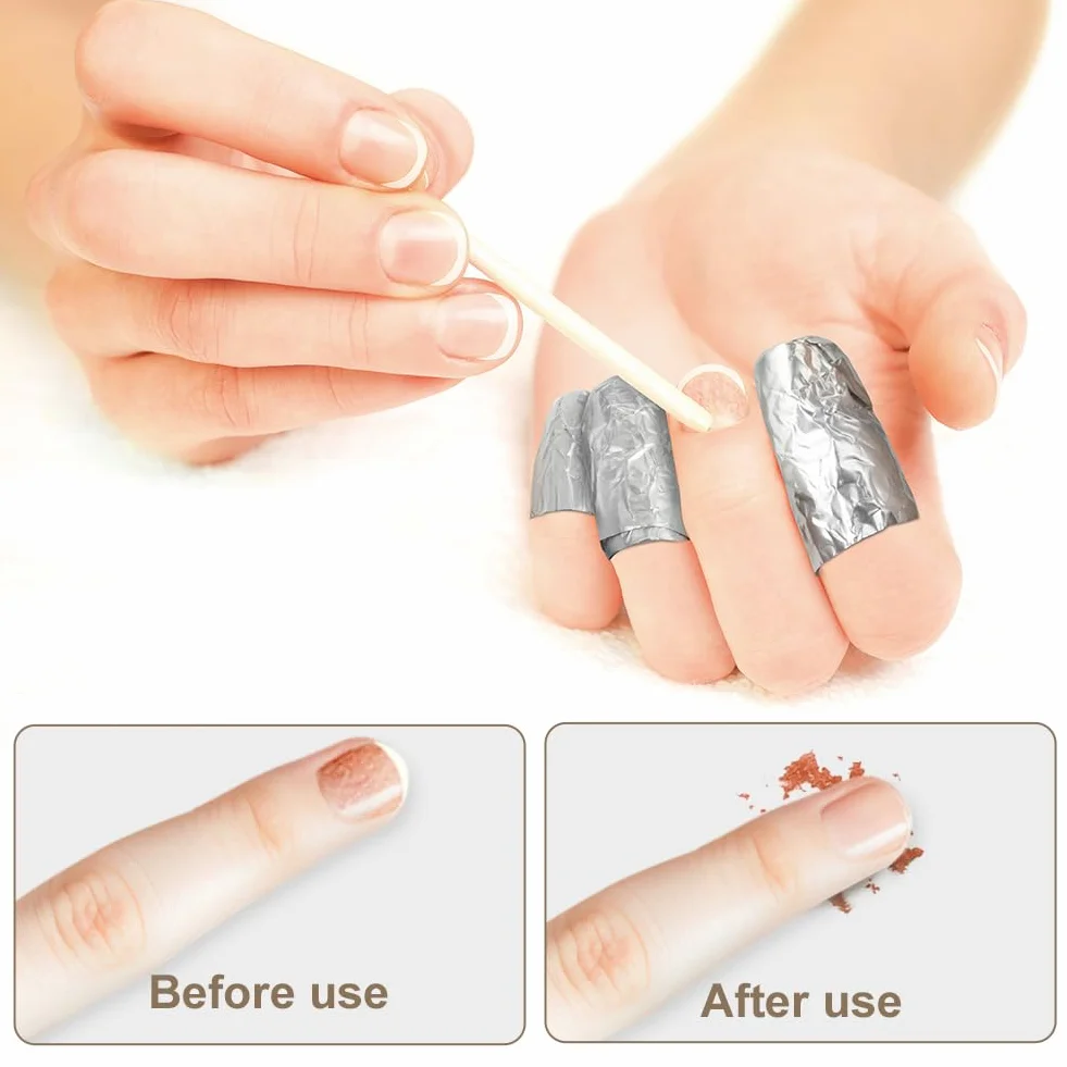 Papillotes en Aluminium 100 Pcs et Lingettes Non Pelucheux 50 Pcs pour Ongle Gel Semi Permanent, Argent