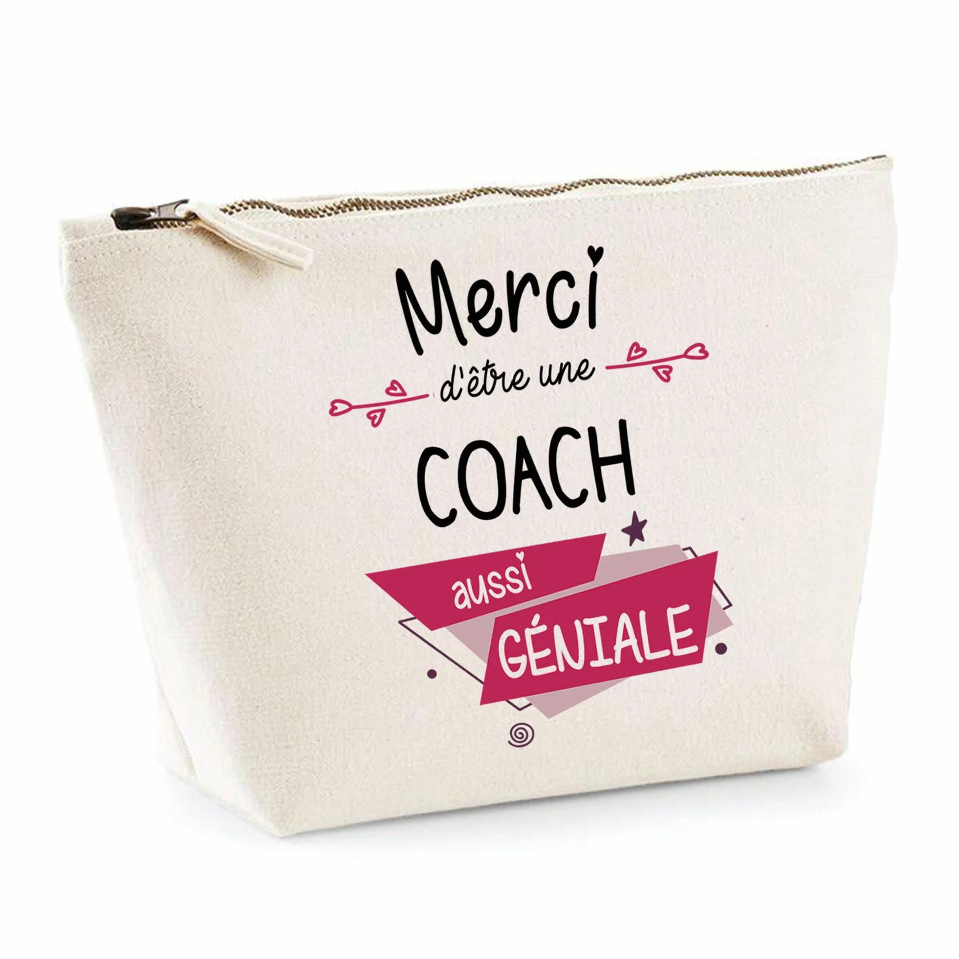 Trousse Merci Coach géniale | Idée Cadeau Collègue Travail Retraite Pochette Maquillage Toilette
