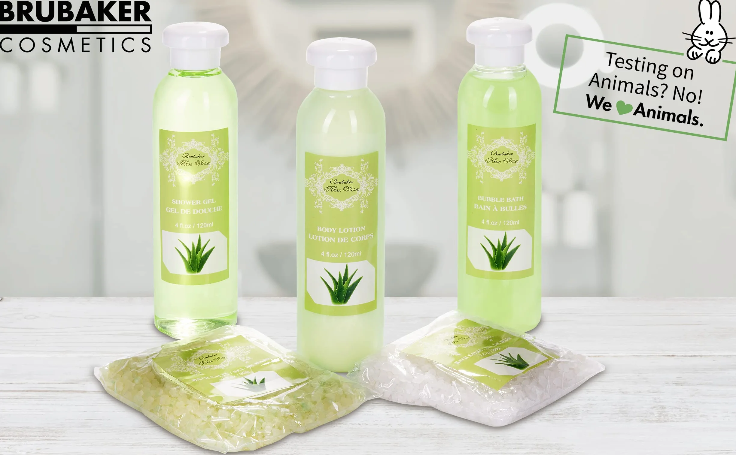 BRUBAKER Cosmetics Coffret de bain Aloe vera 10 Pièces Armoire en Bois