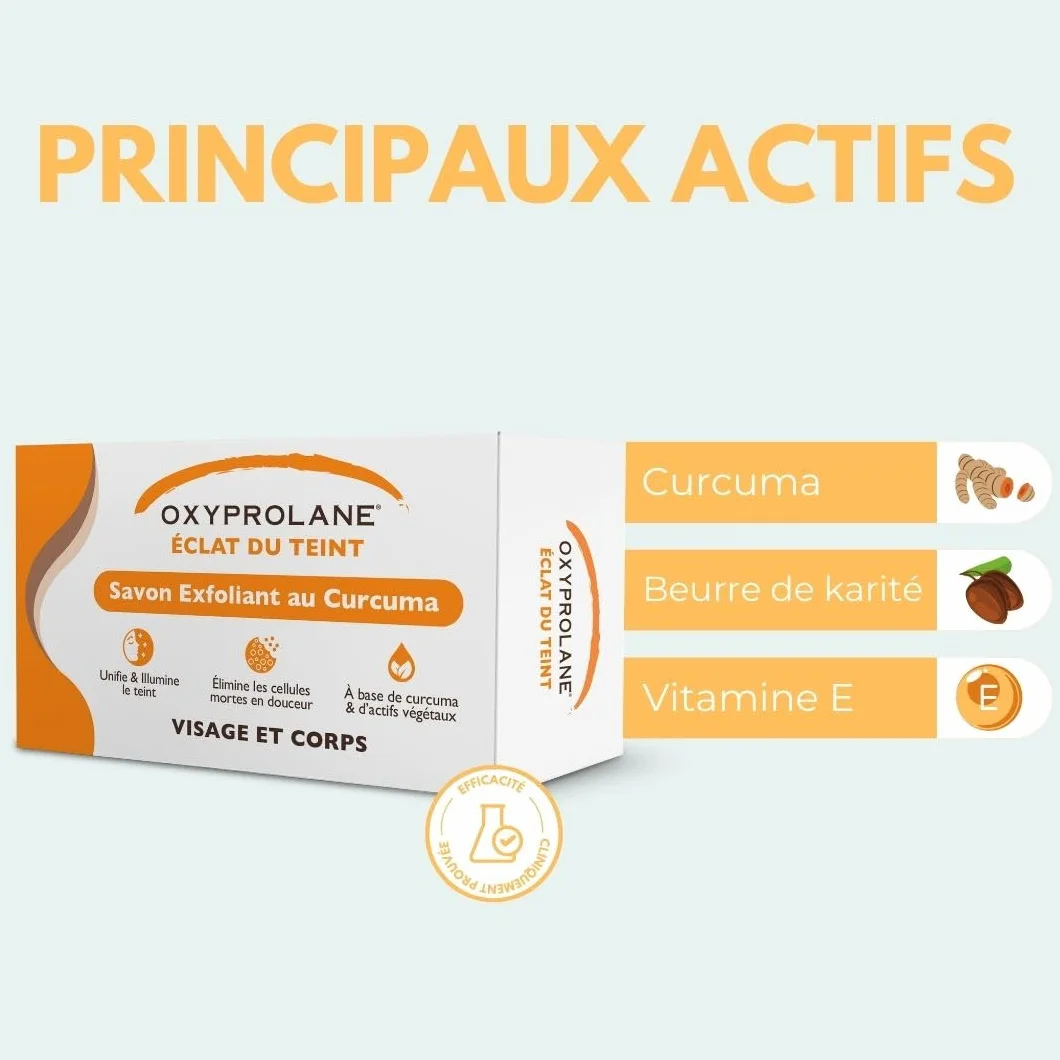 Savon Exfoliant au Curcuma OXYPROLANE® – Éclat du Teint & Unification – Visage & Corps