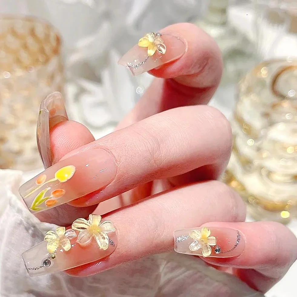 Strass Nail Art Acrylique Colorées 3D Fleur pour Conception Ongles DIY