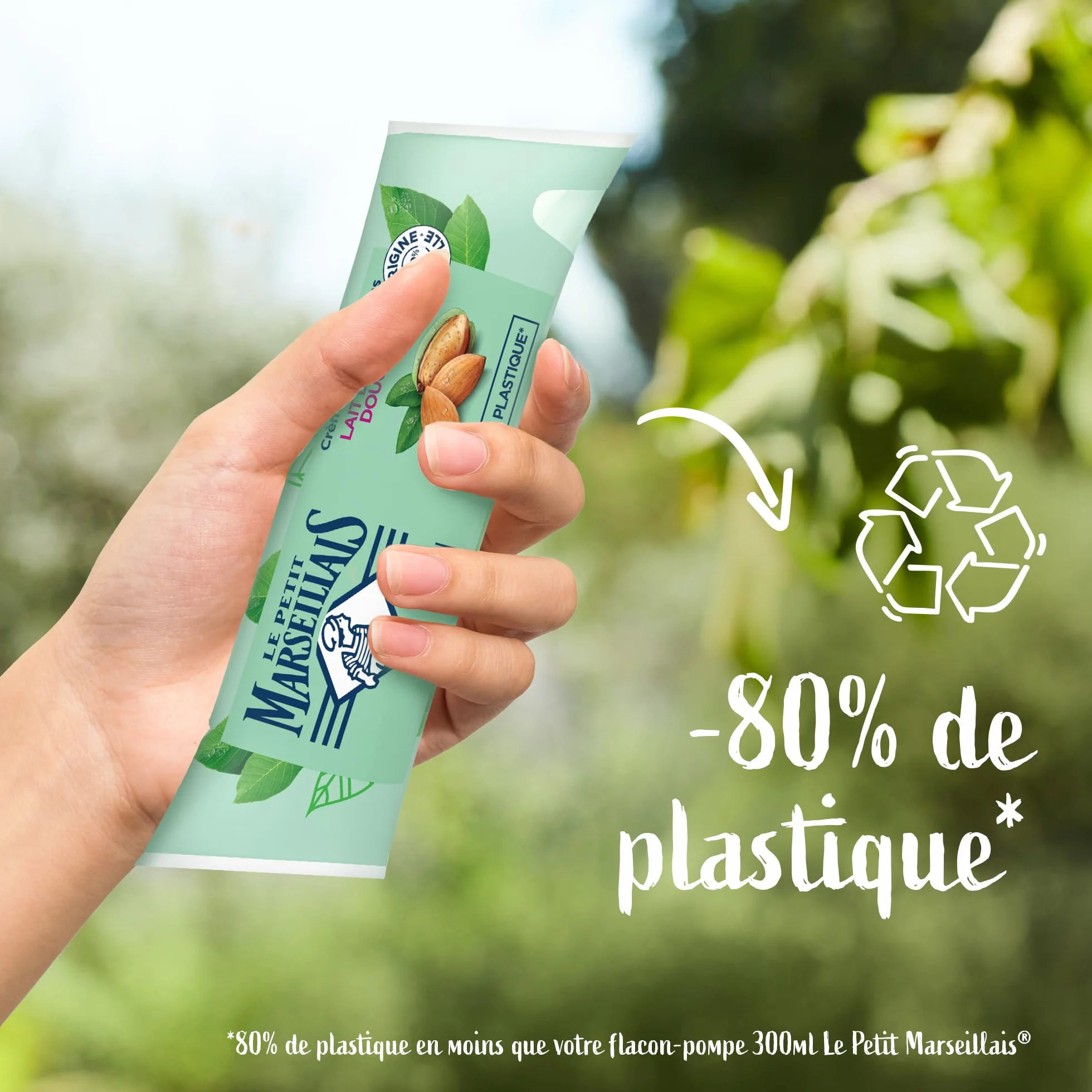 Le Petit Marseillais Recharge Crème Lavante Mains Lait d'Amande Douce Bio 250 ml Savon Liquide 92% Ingrédients Naturels