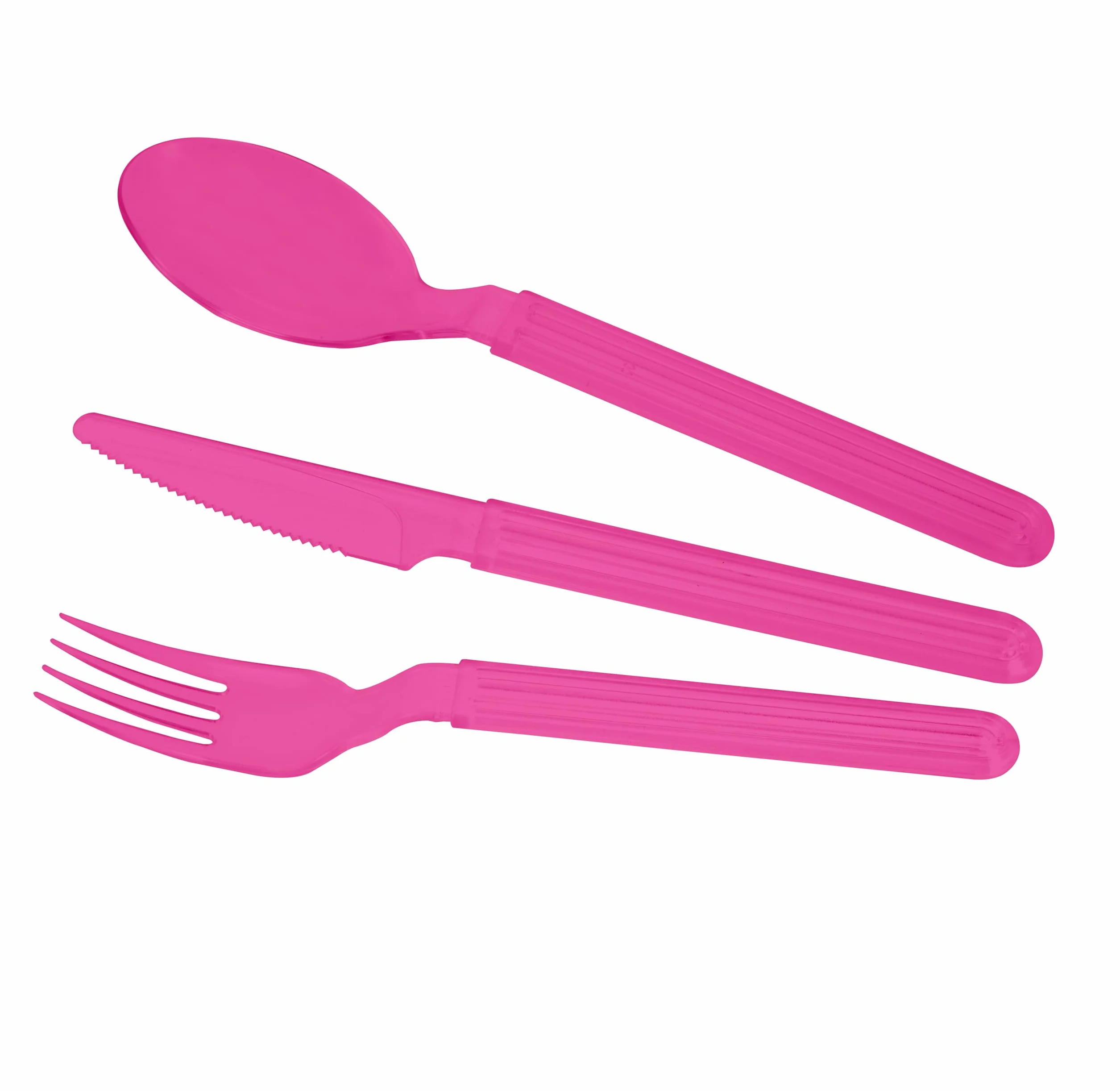 GioStyle Lot de 3 couverts en plastique alimentaire | 19 cm | Fuchsia | Fabriqué en Italie | Parfait pour les fêtes, les pique-niques, le camping | Ligne Trippy