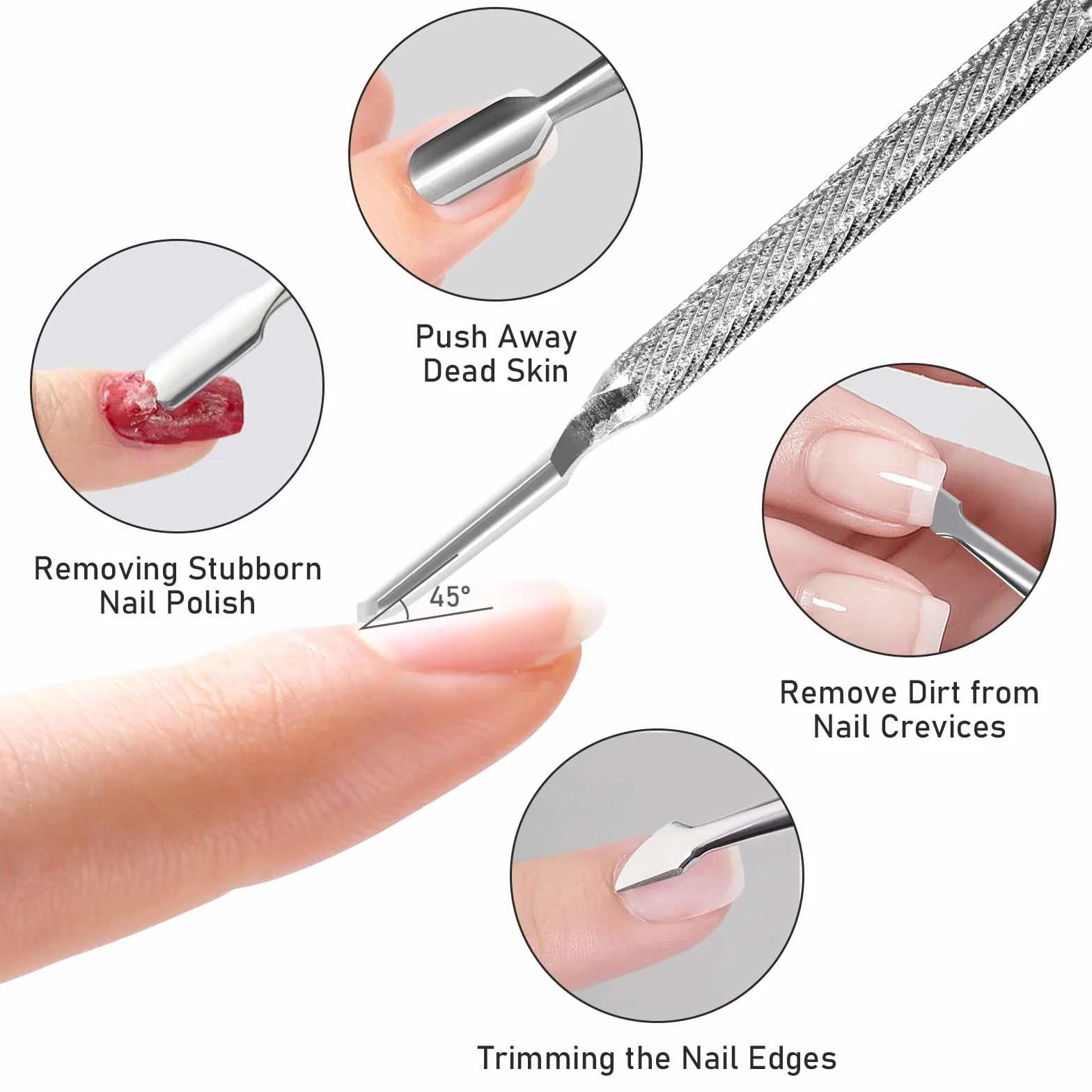 Papillotes en Aluminium Vernis à Ongles Enlever, Feuille d'aluminium pour Ongles Gel, avec Poussoir à Cuticules