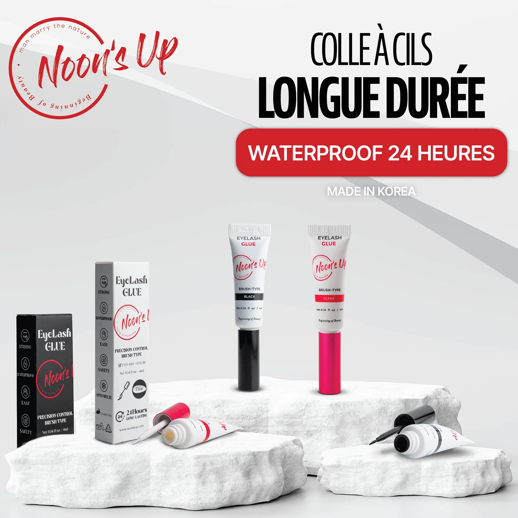 NOON'S UP Colle à Faux Cils Noire Fixation Extra Forte Waterproof 4 ml
