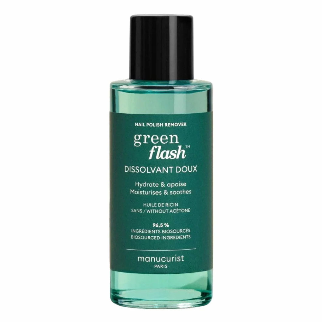 Manucurist Dissolvant Doux Green Flash & Green, Bio-Sourcé, Huile de Ricin, sans Acetone, 100 ml