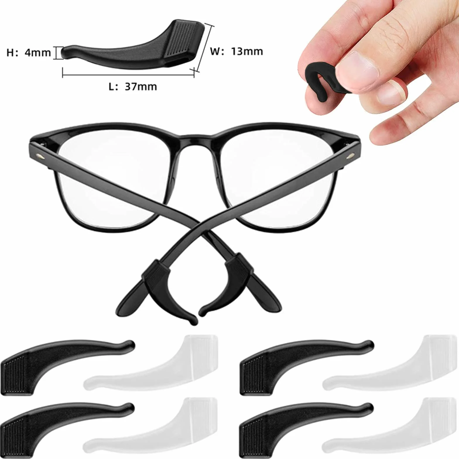 Retenues de Lunettes en Silicone 26 Paires, Supports Protecteurs Anti-Dérapants, Embouts de Crochet, Coussinets de Nez pour Lunettes de Soleil