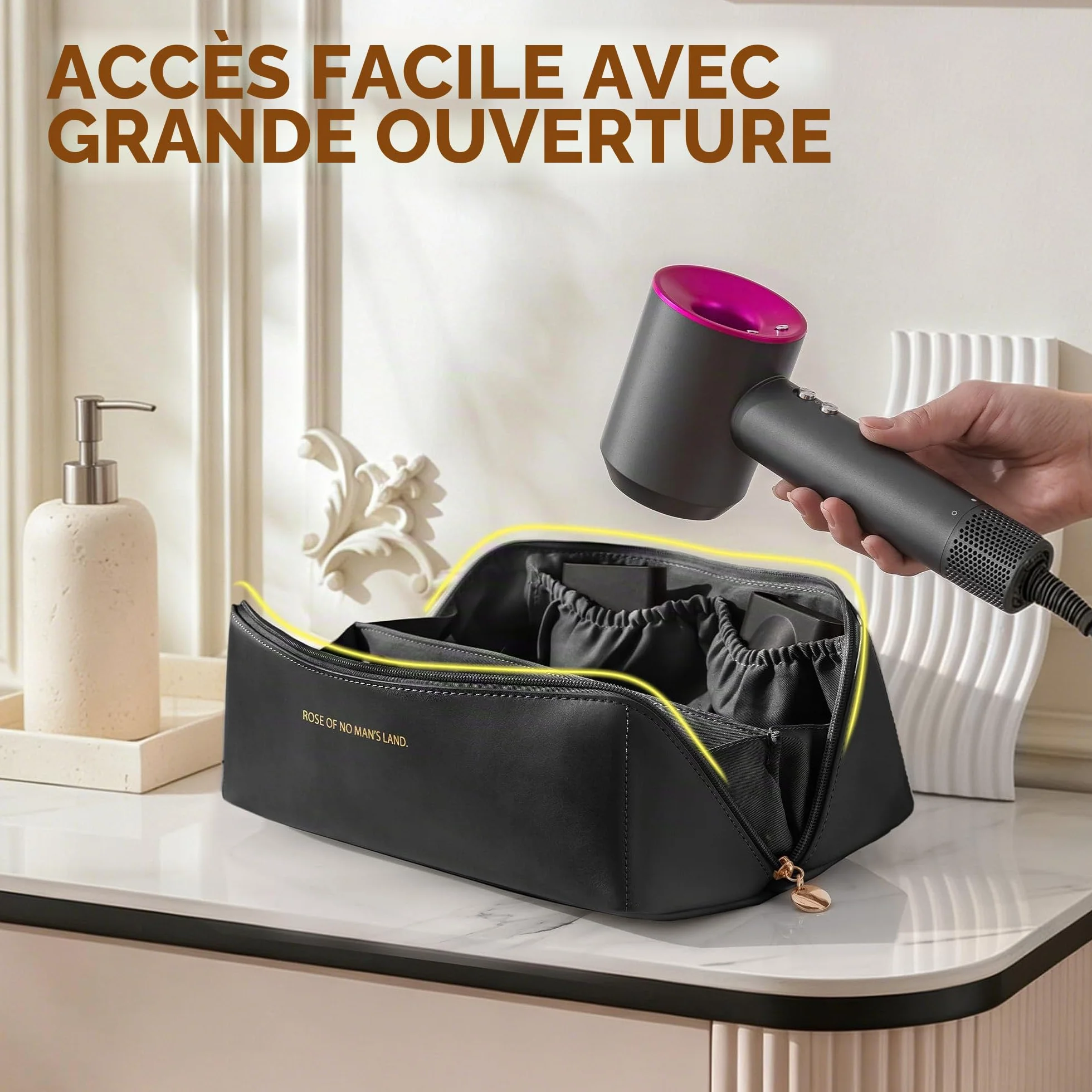 Rangement Dyson Airwrap, Sac de Voyage pour Dyson Airwrap Styler/Shark Flexstyle/Hair Curler, Étui Dyson Airwrap avec Grande Ouverture, Sac de Rangement de Voyage Portable
