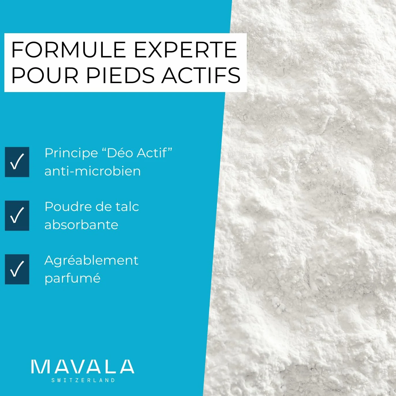 Mavala Talc pour les Pieds Absorption de l'Humidité Poudre Longue Durée Anti-Odeur 50g