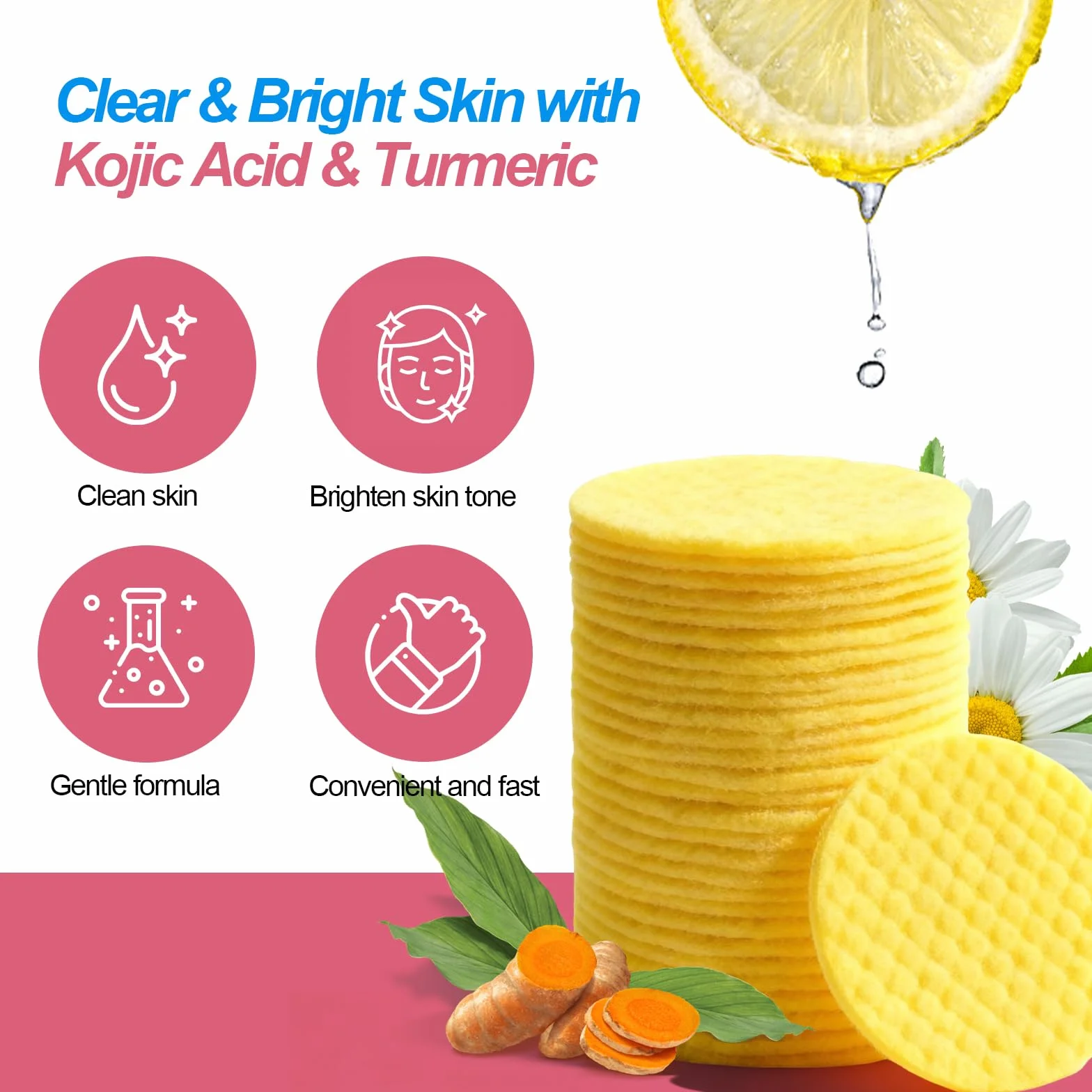 Turmeric Kojic Acid Exfoliating Cleansing Pads 40pcs