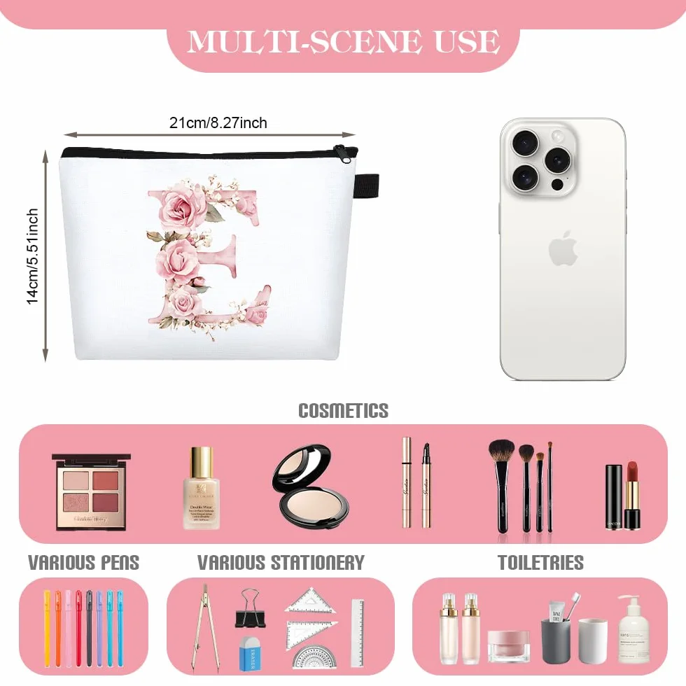 Trousse de Maquillage Personnalisée A-Z, Petite Pochette Maquillage Femme, Sac Cadeau Anniversaire Mariage EVJF Voyage
