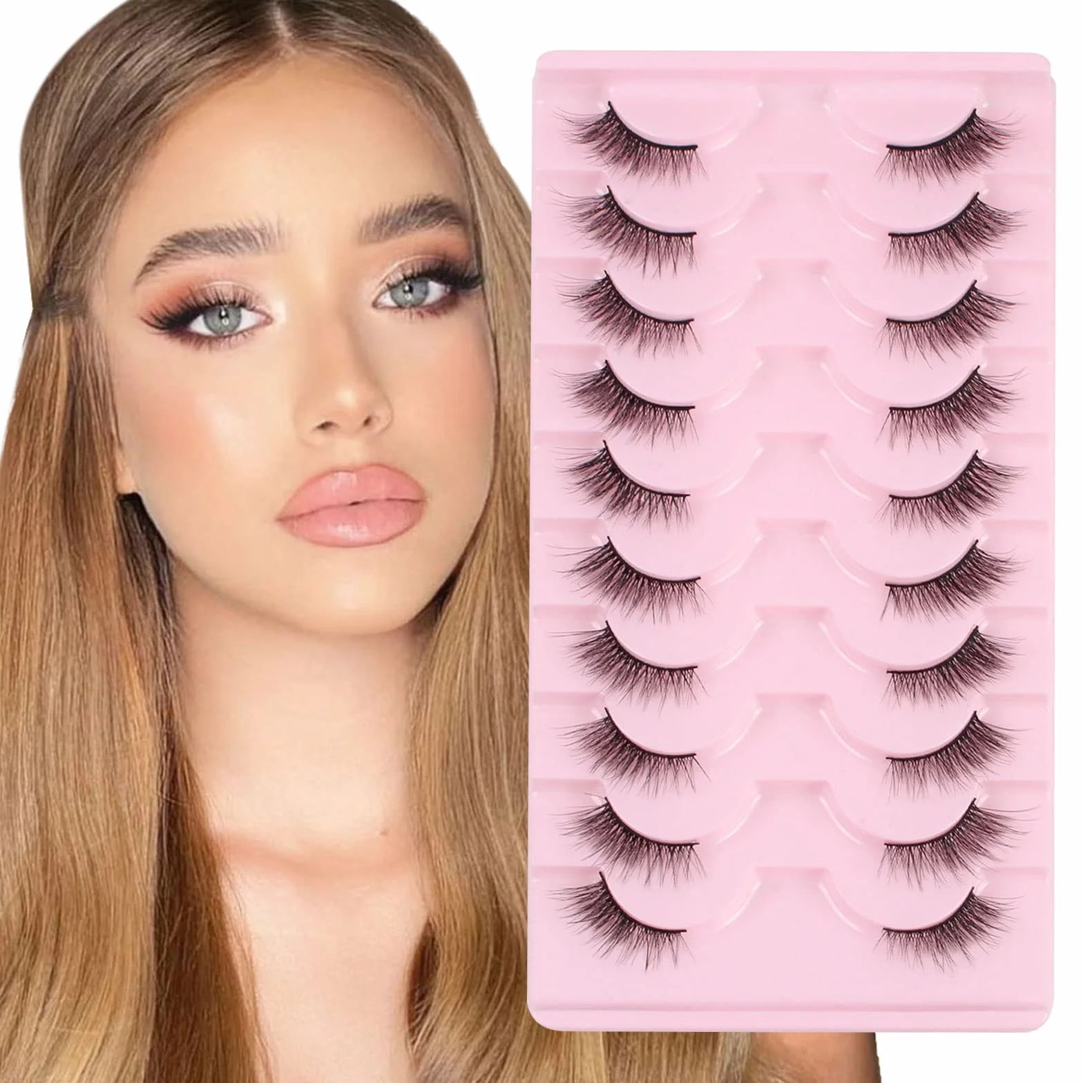 Parriparri Demi Faux Cils Cat Eye Half Lashes 10 Paires Naturel Coin Cils Oeil de Chat Doux 3D
