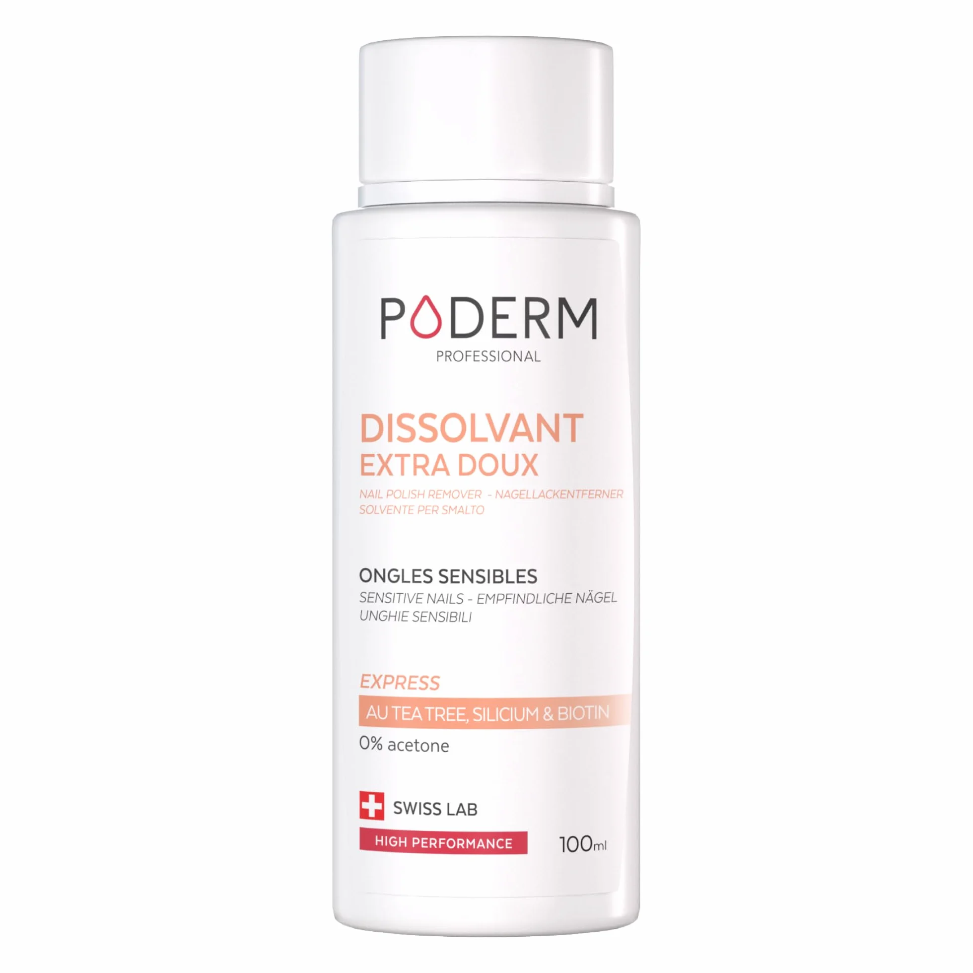 Poderm Dissolvant sans acétone extra doux au tea tree 100 ml Swiss Lab