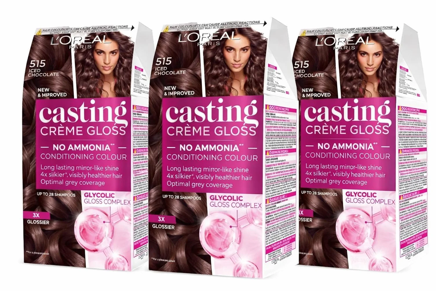 Lot de 3 Crème de Fonte Gloss L'Oréal Paris Couleur 515 Chocolat Truffe