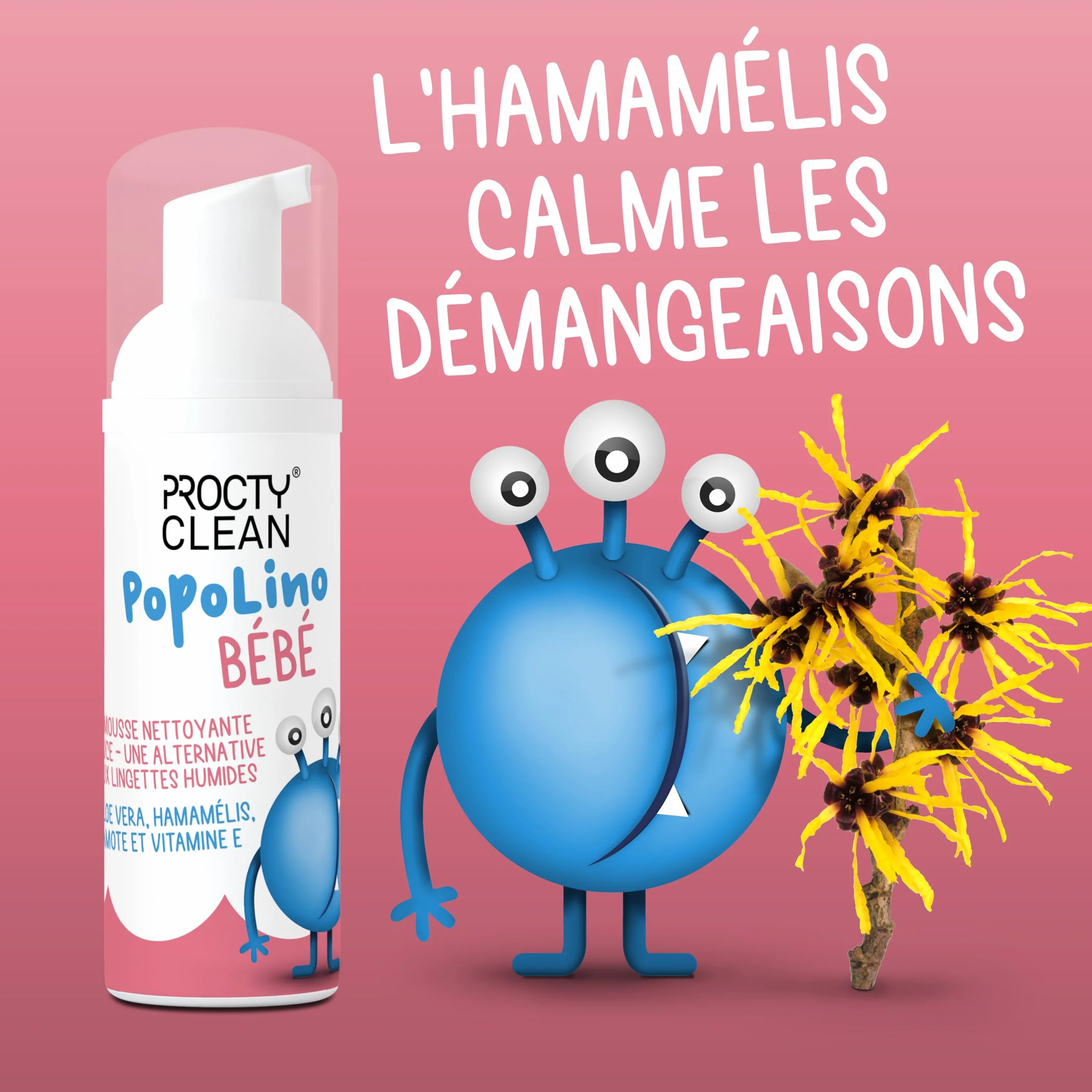 ProctyClean PopoLino Baby Mousse nettoyante douce au lieu de lingettes humides aloe vera hamamelis vitamine E