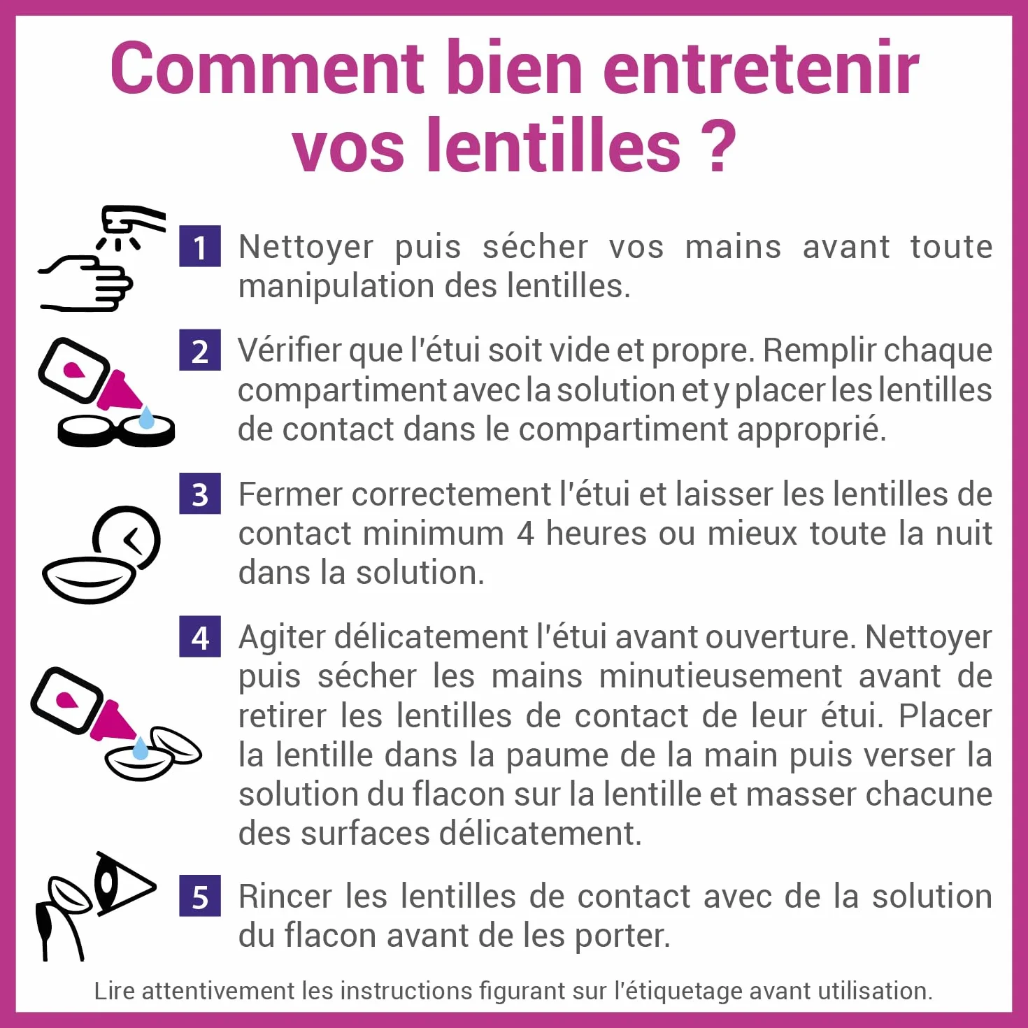 DACRYO Solution d'entretien des lentilles 6 en 1 50 ml - Nettoie, désinfecte, déproténise, rince, lubrifie, conserve - Acide Hyaluronique - Étui inclus