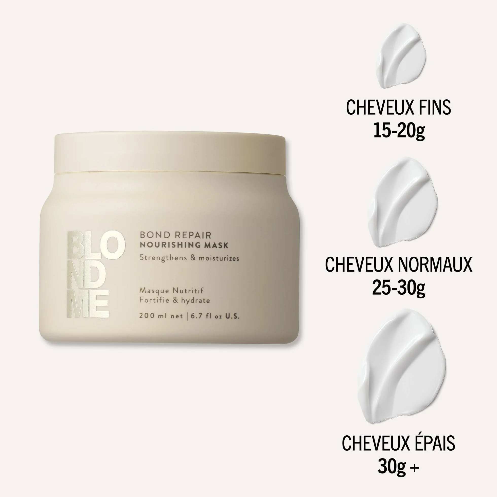 Schwarzkopf Professional BLONDME Bond Repair Nourishing Mask Masque Capillaire Réparateur Profondément Nourrissant Lisser Les Cheveux Poreux Hydratant Et Adoucissant 200 ml