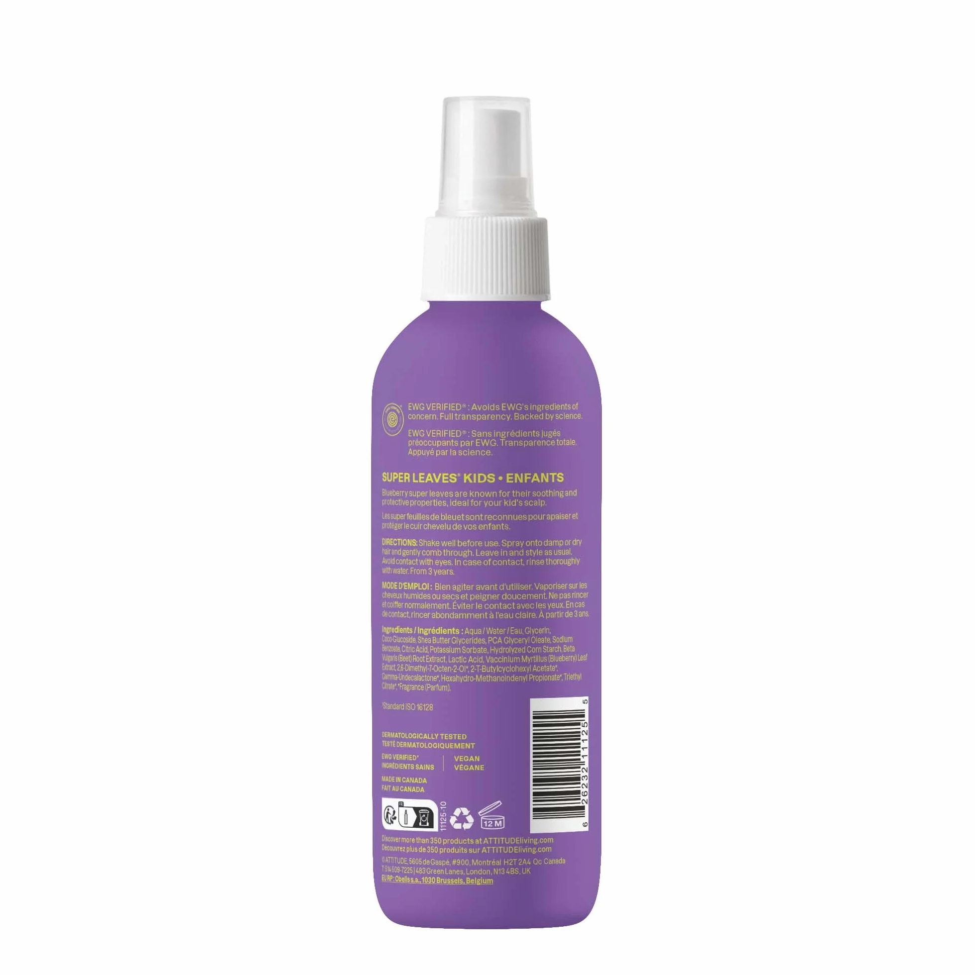 ATTITUDE Démêlant Sans Rincage pour Enfant, Nourrit & Apaise les Cheveux, Soin Capillaire Végane, 240 mL