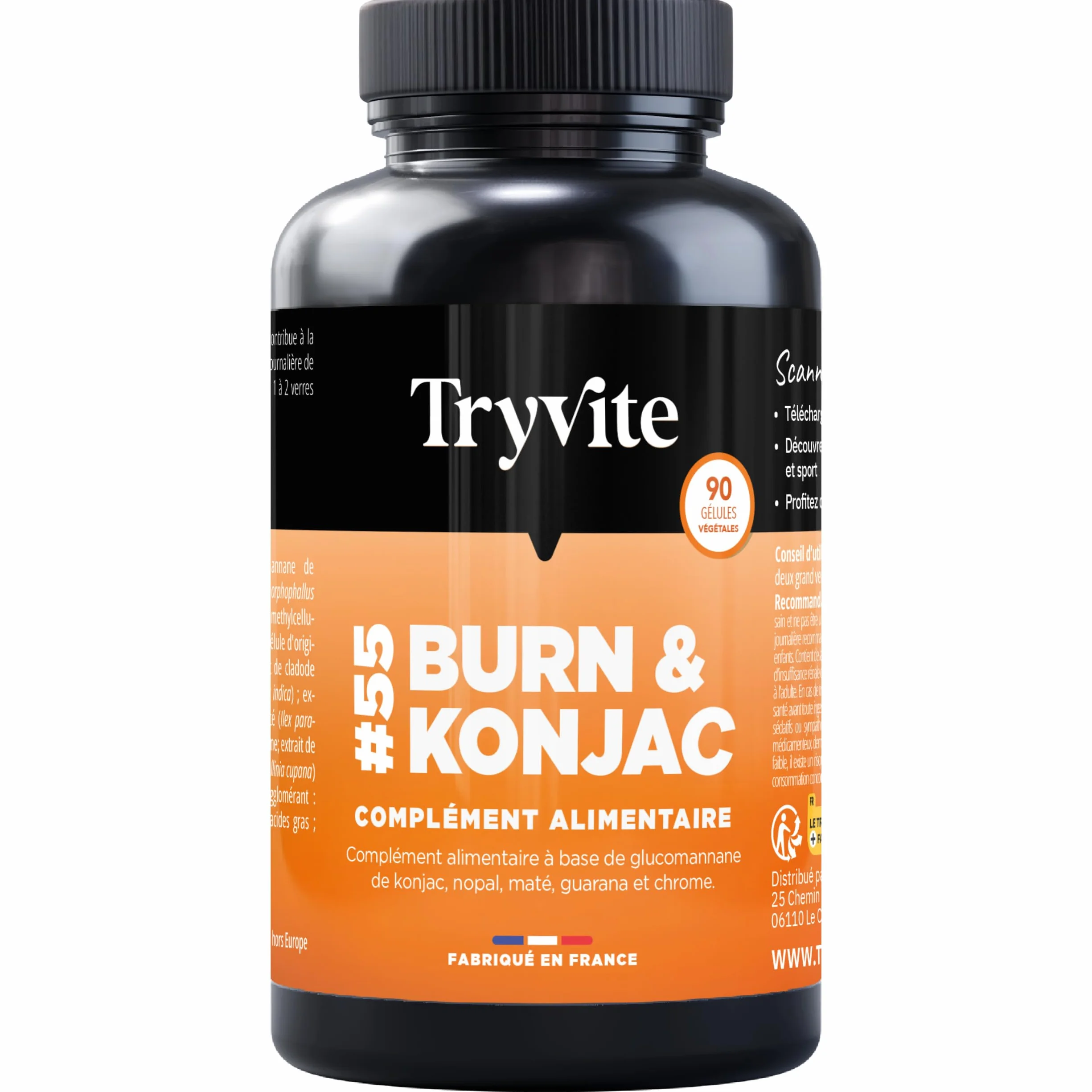 TRYVITE Konjac Formule Silhouette Satiété Gestion des Portions 90 Gélules Végétales Fabriqué en France