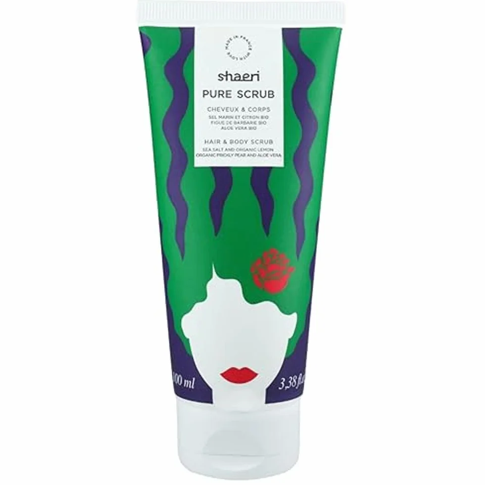 Shaeri – Pure Scrub Détoxifiant Cuir Chevelu & Corps – Gommage Naturel 2-en-1 – Figue de Barbarie, Aloe Vera, Sel Marin, H.E. de Citron – Purifie & Rafraîchit – 98% Naturel, Made in France