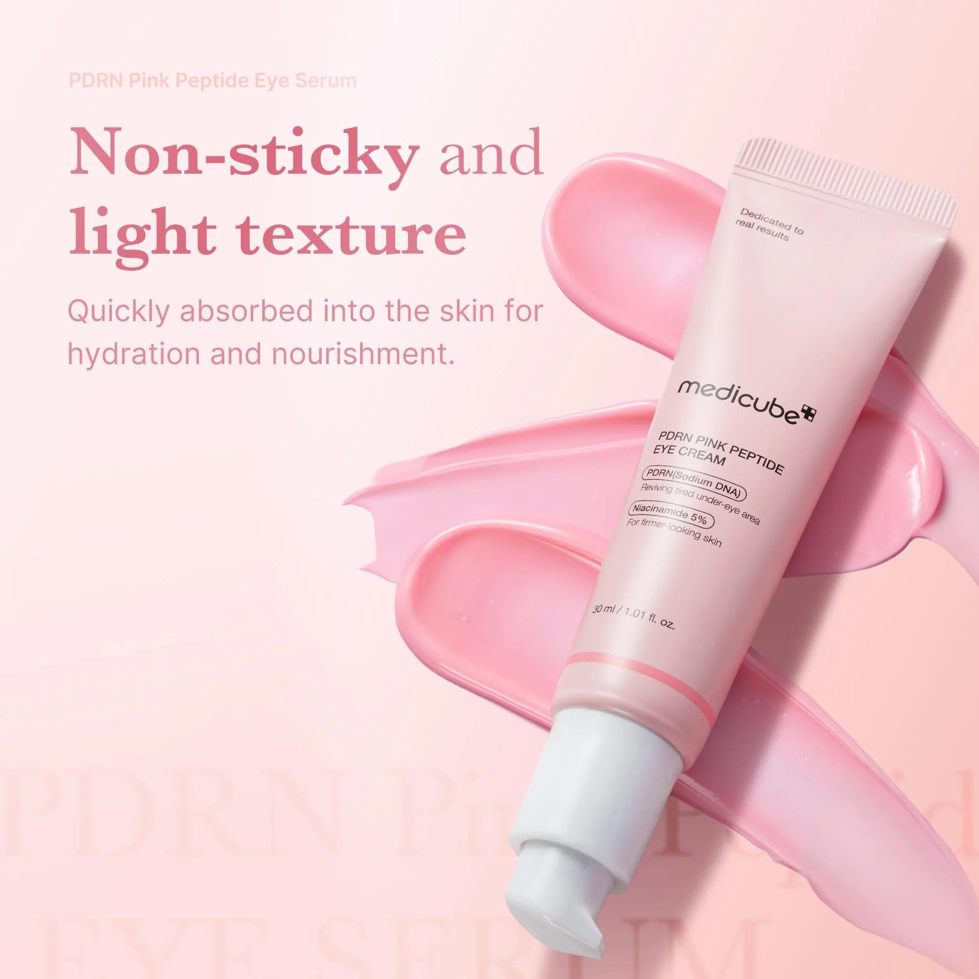 Medicube Salmon DNA PDRN Pink Peptide Eye Serum 1.01 fl.oz – Sérum yeux Niacinamide Rétinol pur – Rides fines teint irrégulier