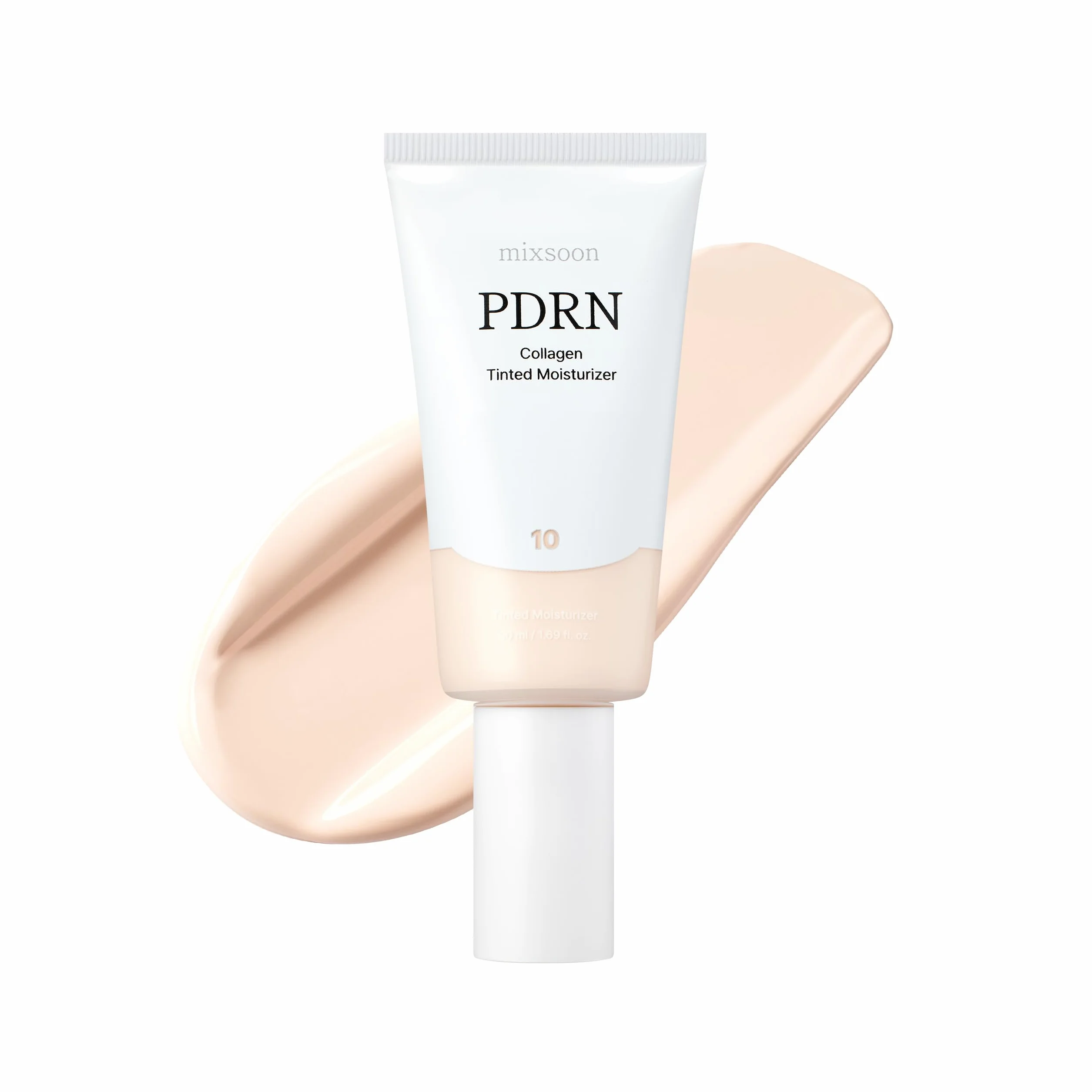 mixsoon PDRN Collagen Tinted Moisturizer No. 10 Ease - Base infusée de soin de la peau avec PDRN et peptides de riz - Brillance vibrante 24H et hydratation lumineuse - 10 nuances - Peau en verre