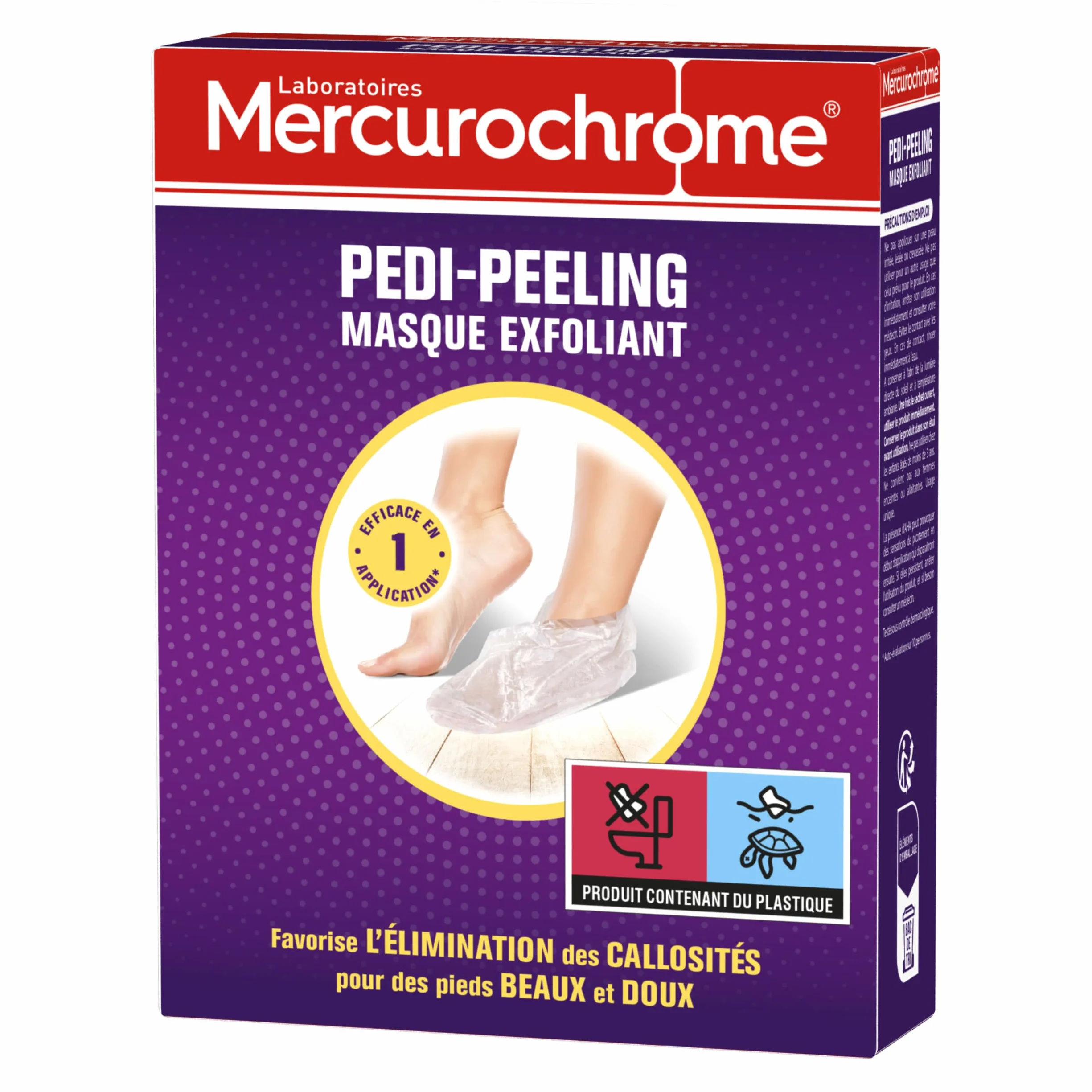 MERCUROCHROME Masque Exfoliant Pedi-Peeling Pieds Élimination Callosités 1 Paire