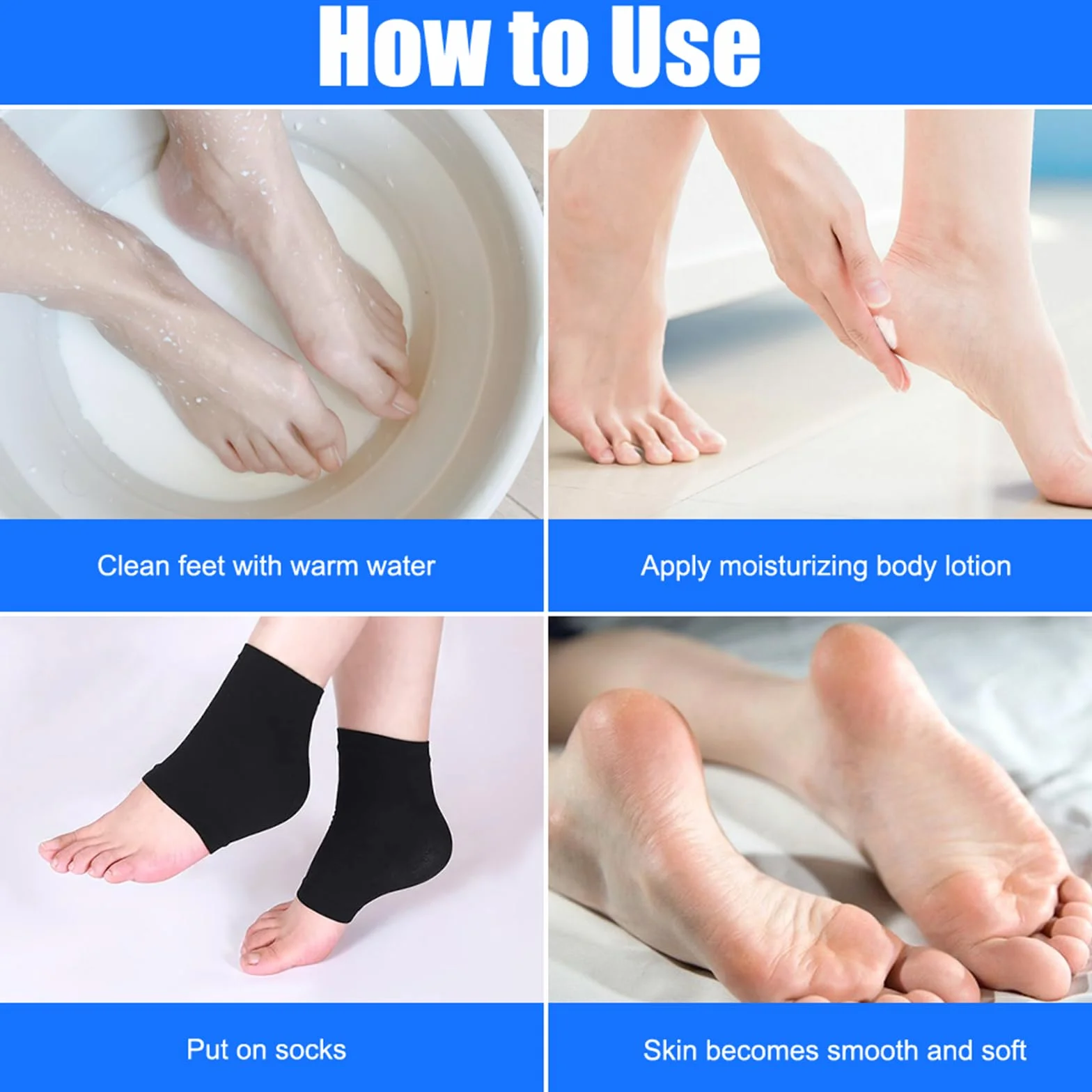 Chaussettes Hydratantes à Talons en Gel Silicone Femme Réutilisables Soins Pieds Doublées