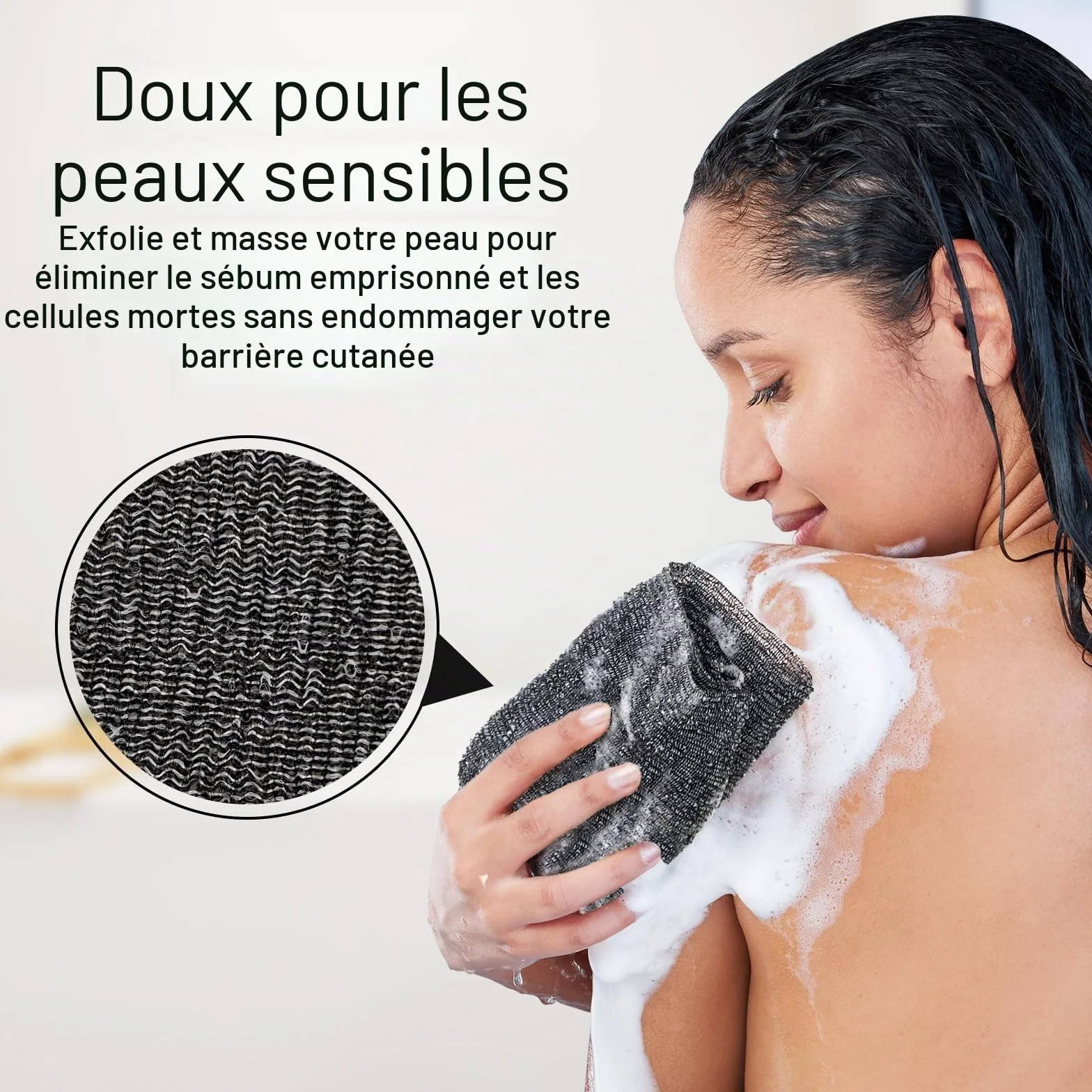 Yiclick Lot de 3 débarbouillettes exfoliantes japonaises coréennes pour le dos douche bain corps éponge africaine luffa