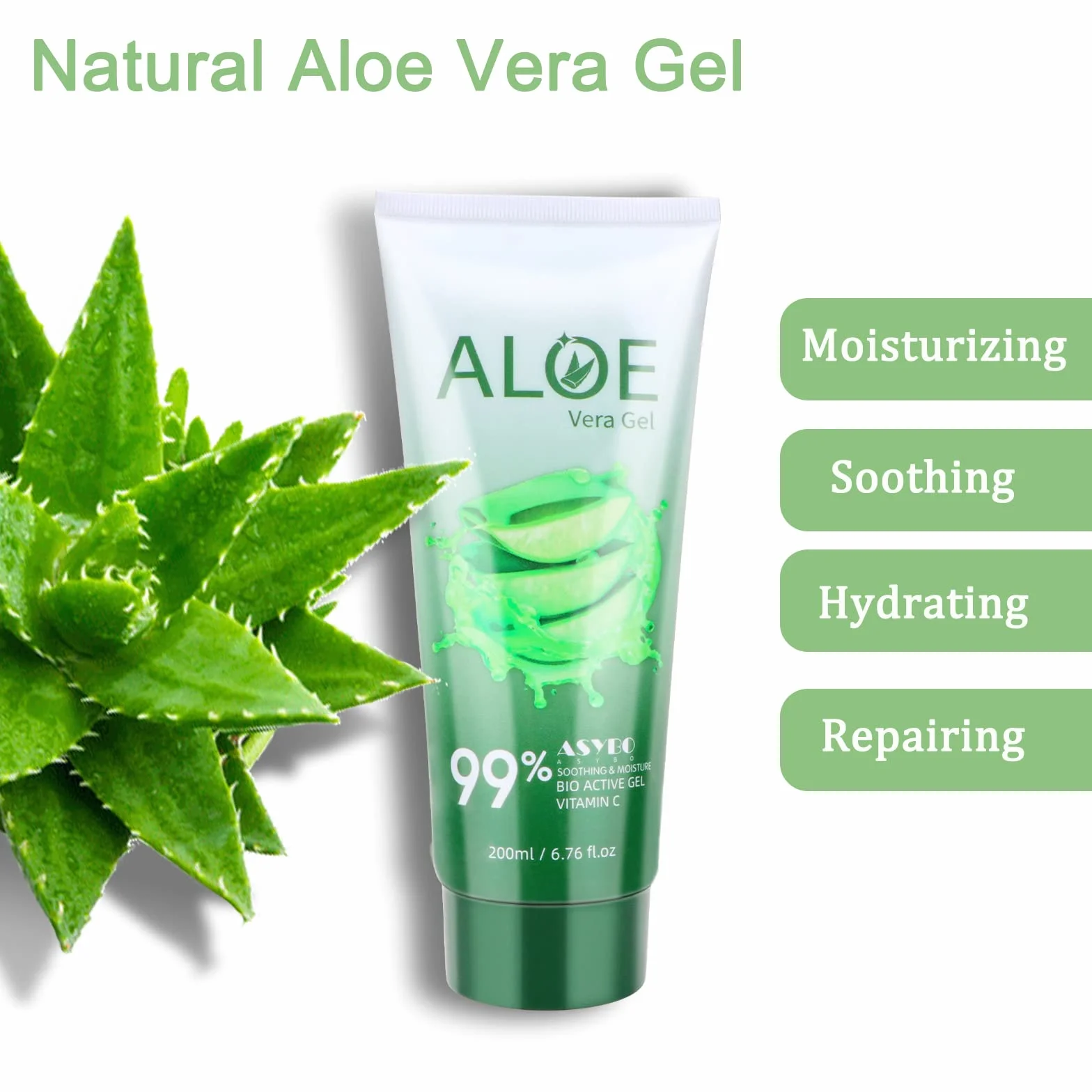 Aloe Vera Gel 99% Aloe Vera Hydratant Visage et Corps Naturel Lot de 2